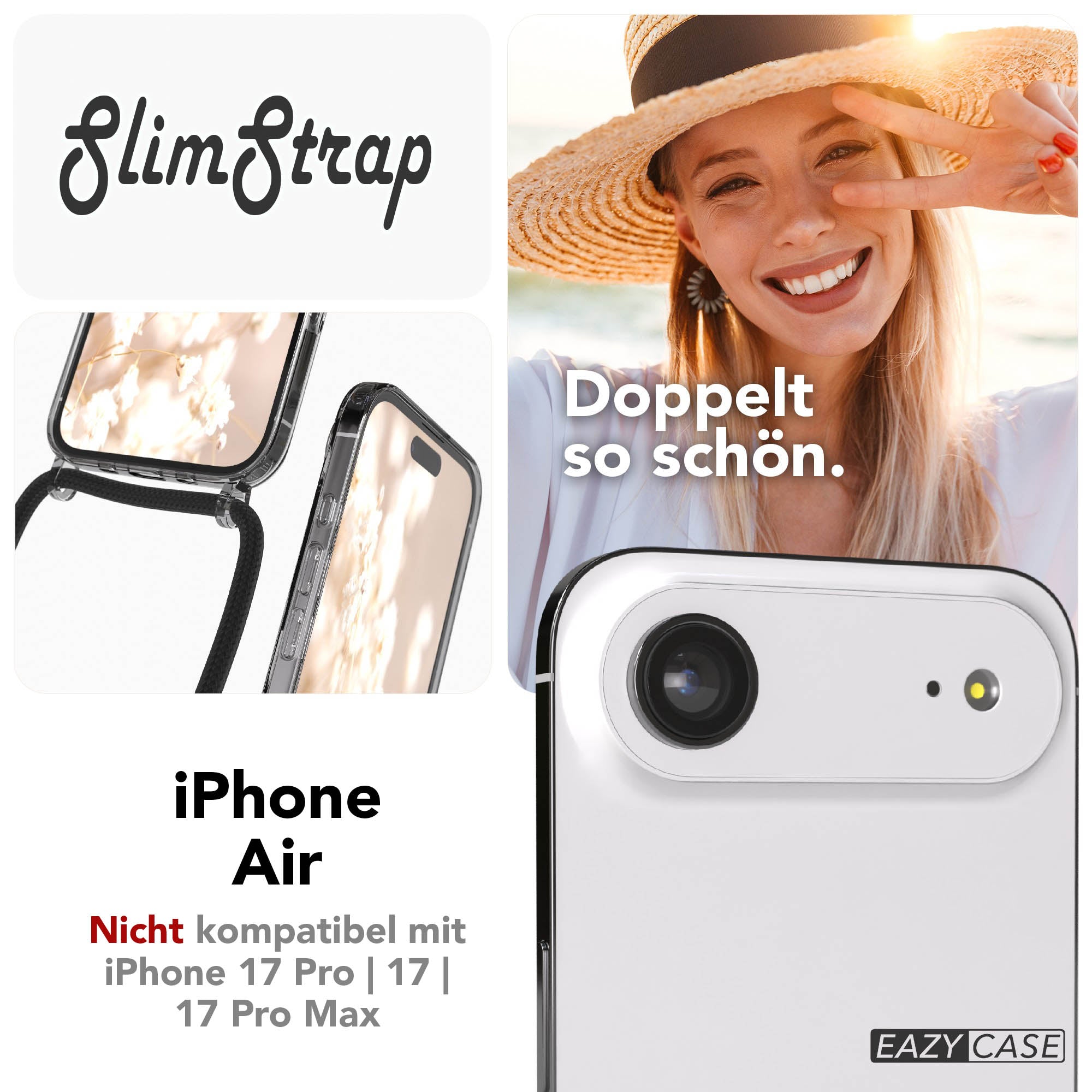 iPhone Air transparente Handykette mit MagSafe und Kordel zum Umhängen 