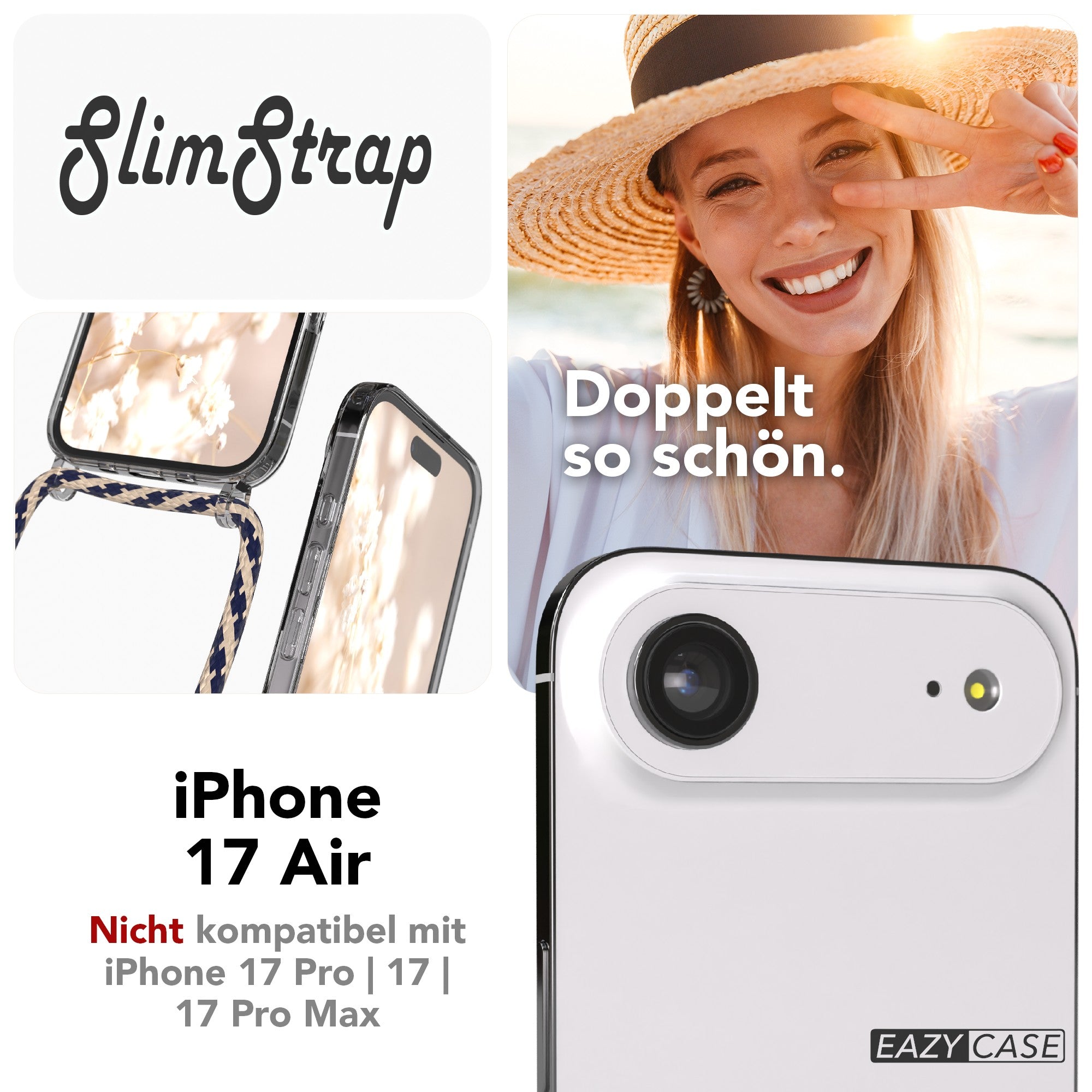 iPhone Air transparente Handykette mit MagSafe und Kordel zum Umhängen 