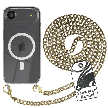 iPhone Air Hülle mit Metallkette + Schwarze Kordel mit MagSafe