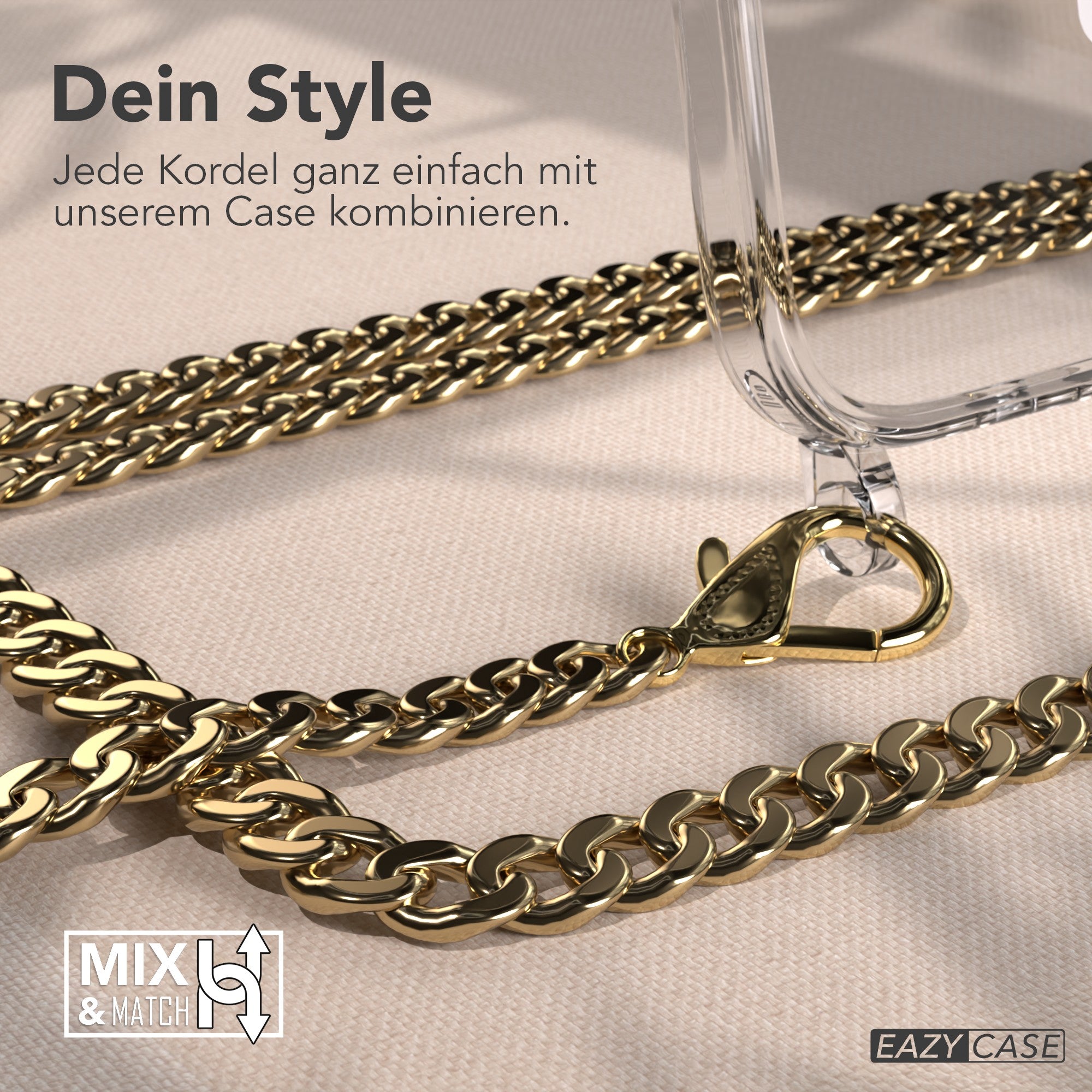 iPhone Air Hülle mit Metallkette + Schwarze Kordel mit MagSafe