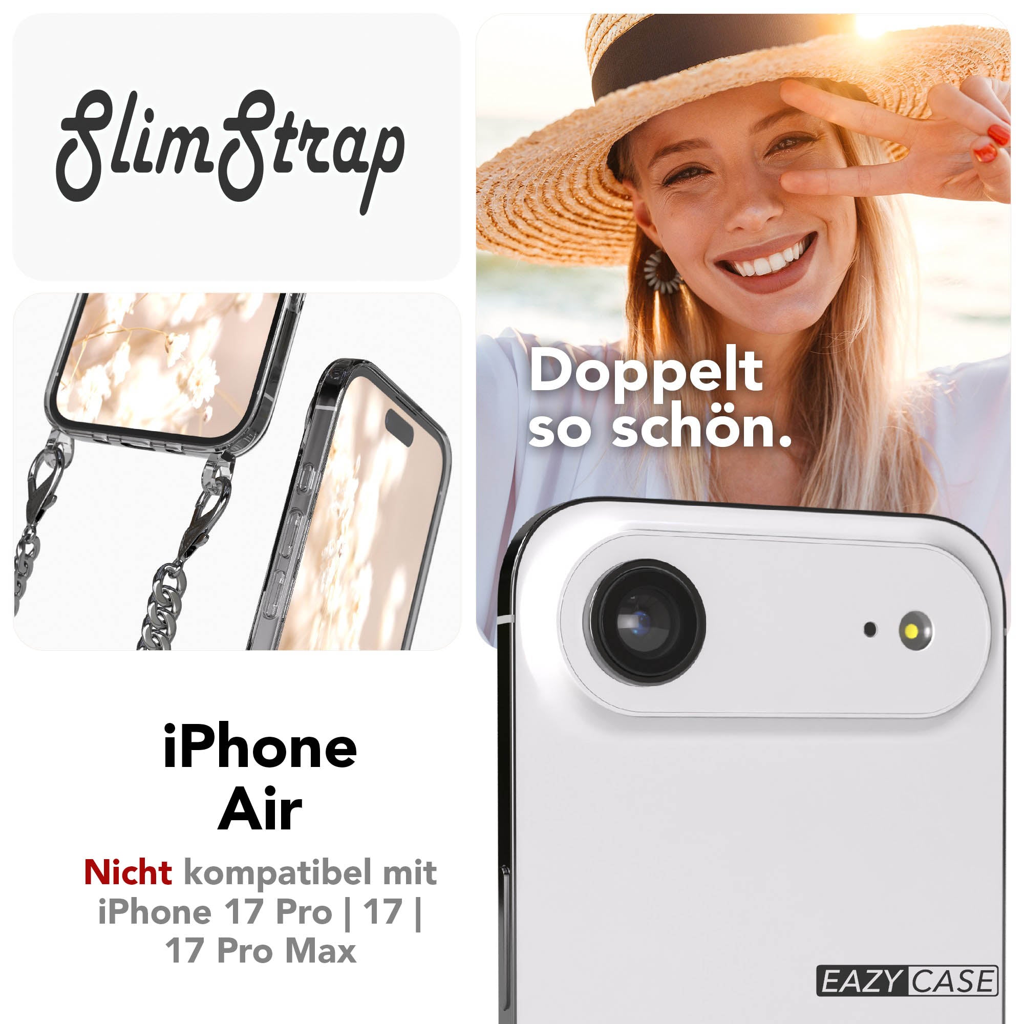 Apple iPhone Air Handykette mit schwarzer Metallkette und MagSafe Technologie 