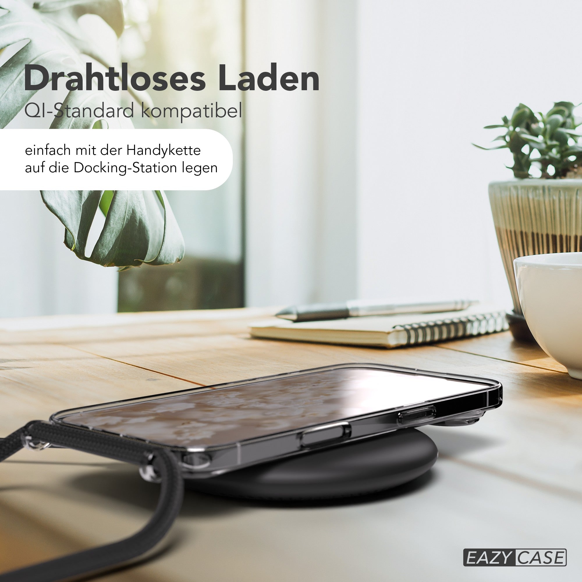 iPhone Air Hülle mit Metallkette + Schwarze Kordel mit MagSafe