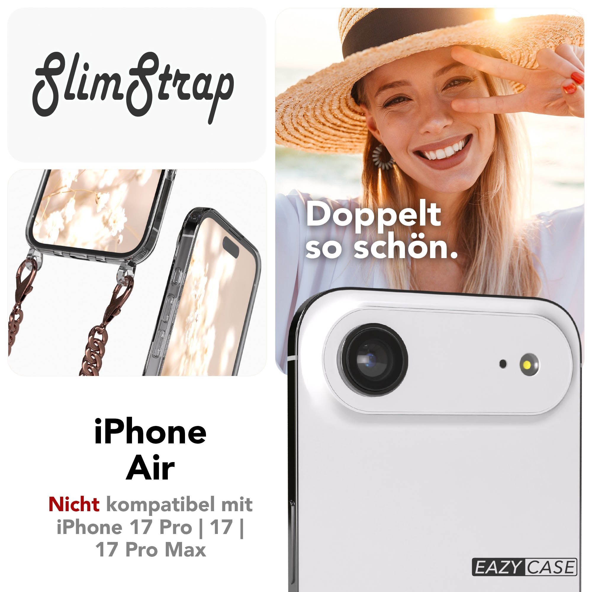 Apple iPhone Air Handykette mit schwarzer Metallkette und MagSafe Technologie 