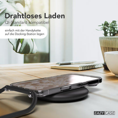 iPhone Air Hülle mit Metallkette + Schwarze Kordel mit MagSafe