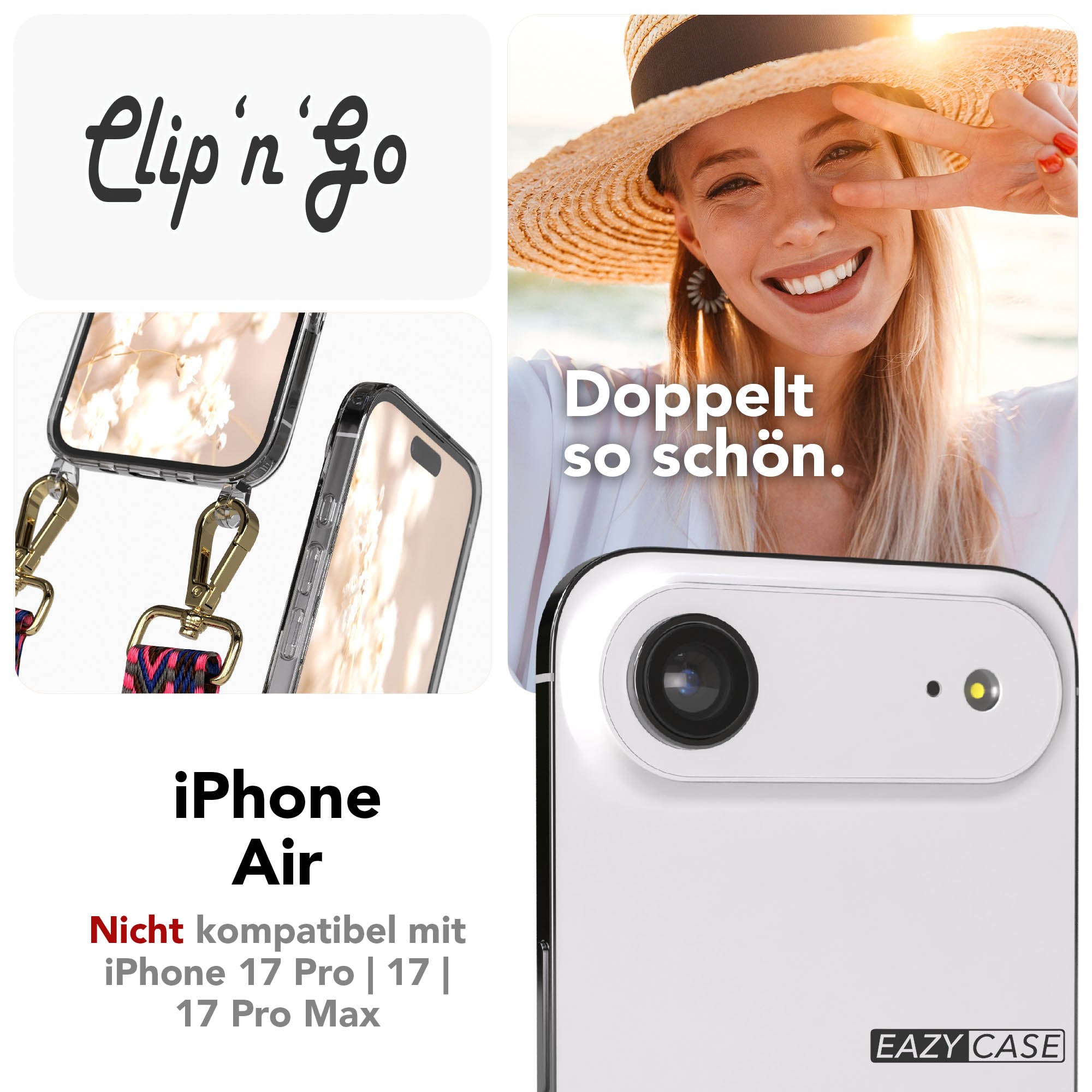 iPhone Air MagSafe Handykette mit verstellbarem Boho Band zum Umhängen 