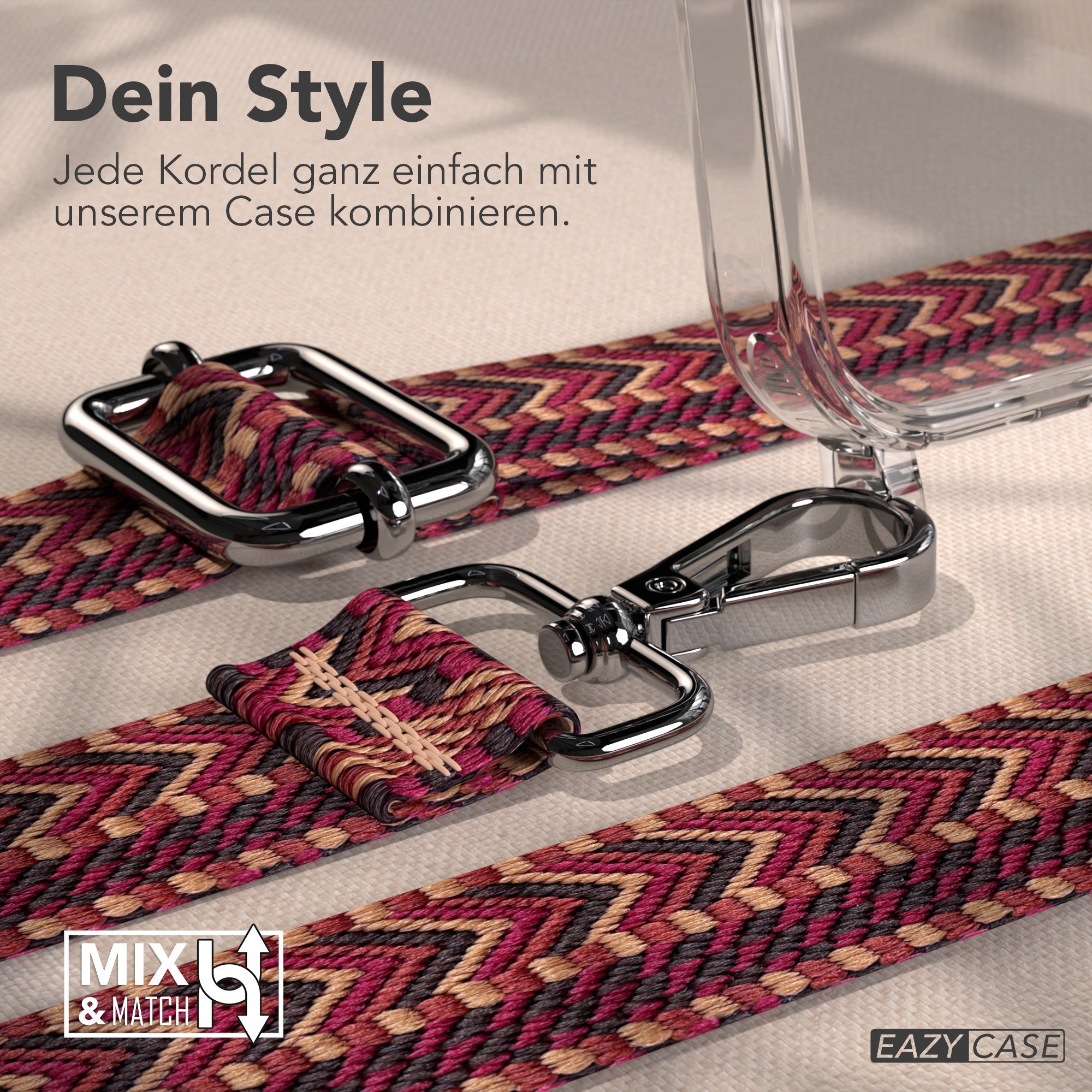 iPhone 17 Pro Handykette mit verstellbarem Boho Band von EAZY CASE 