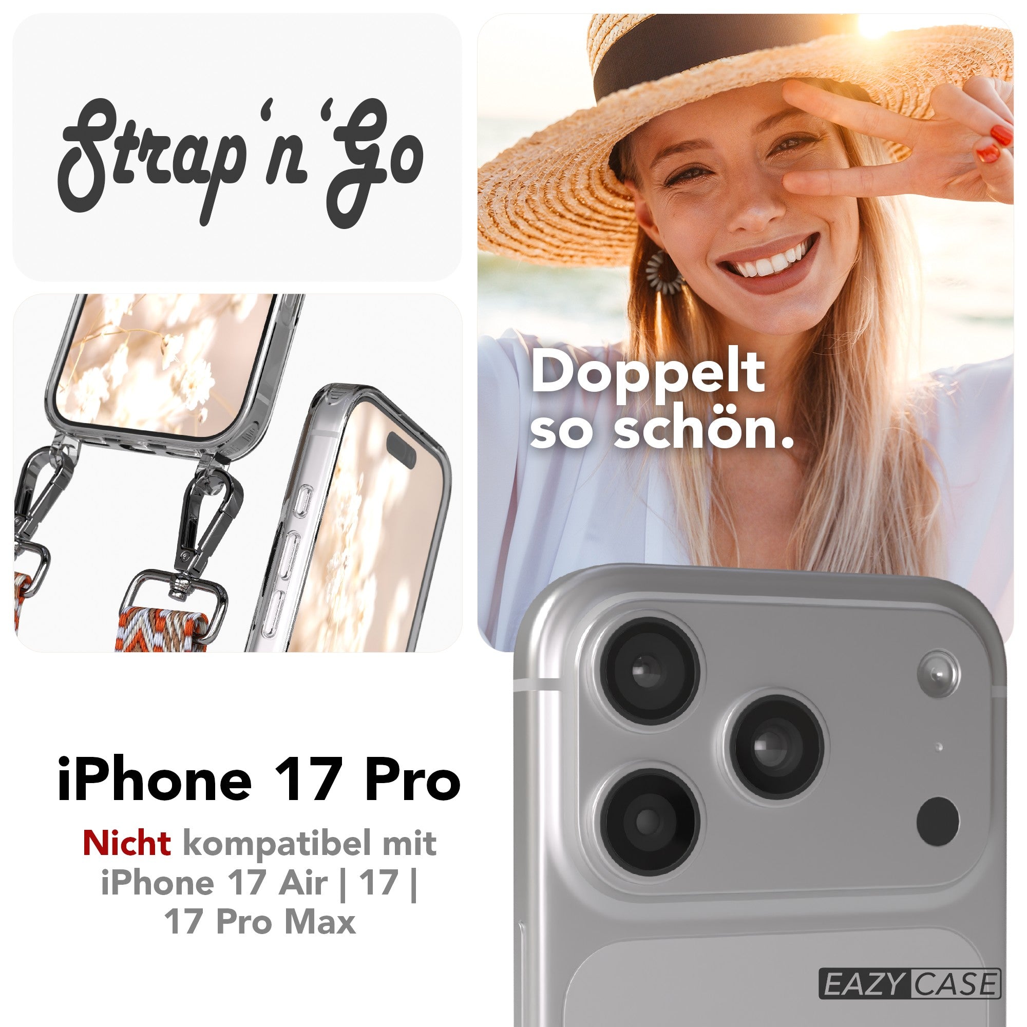 iPhone 17 Pro Handykette mit verstellbarem Boho Band von EAZY CASE 