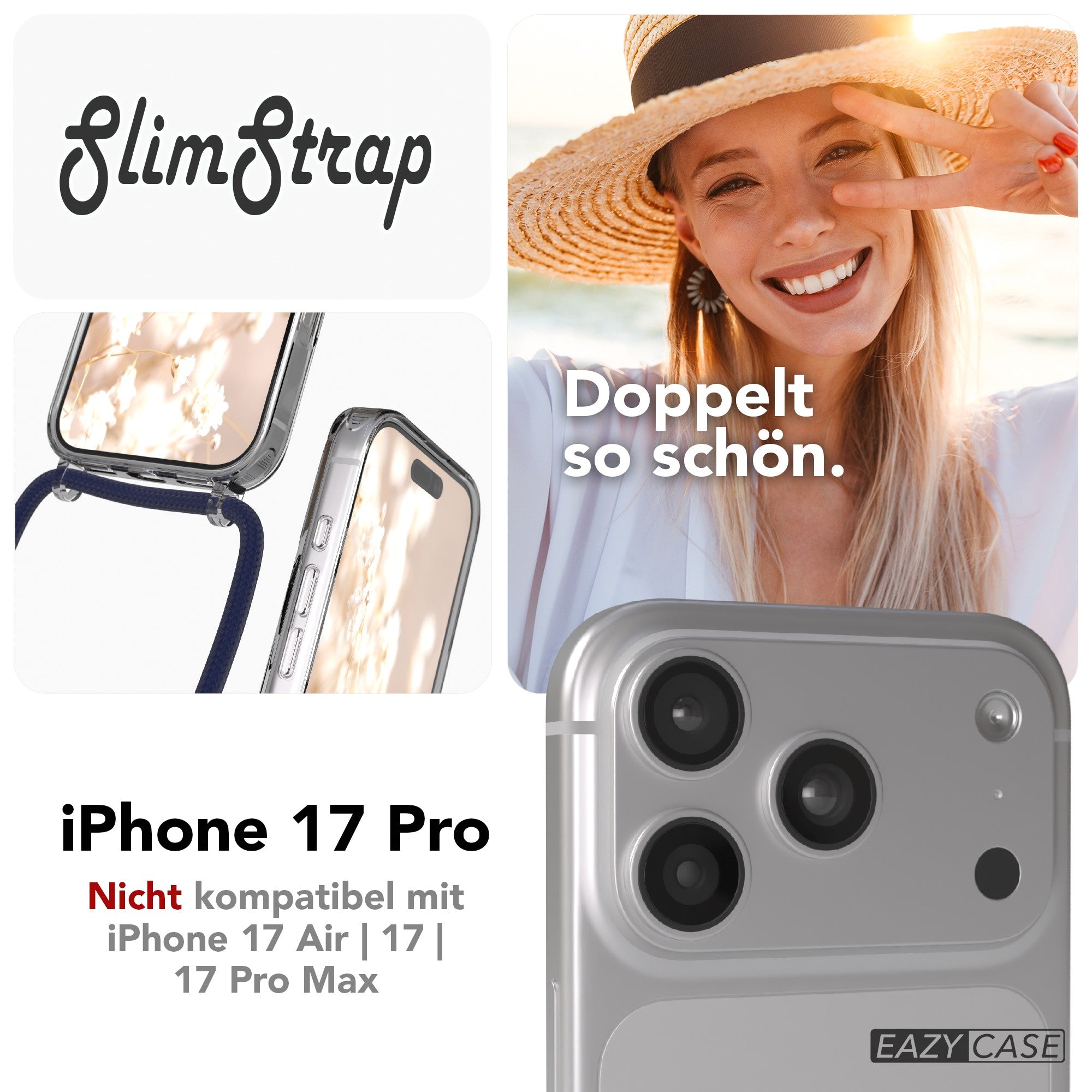 iPhone 17 Pro transparente Hülle + Kordel mit MagSafe