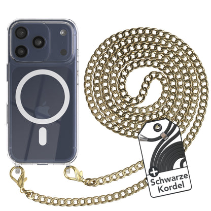 iPhone 17 Pro Hülle mit Metallkette + Schwarze Kordel mit MagSafe