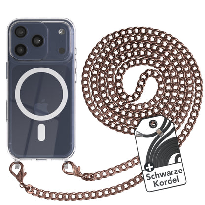 iPhone 17 Pro Hülle mit Metallkette + Schwarze Kordel mit MagSafe