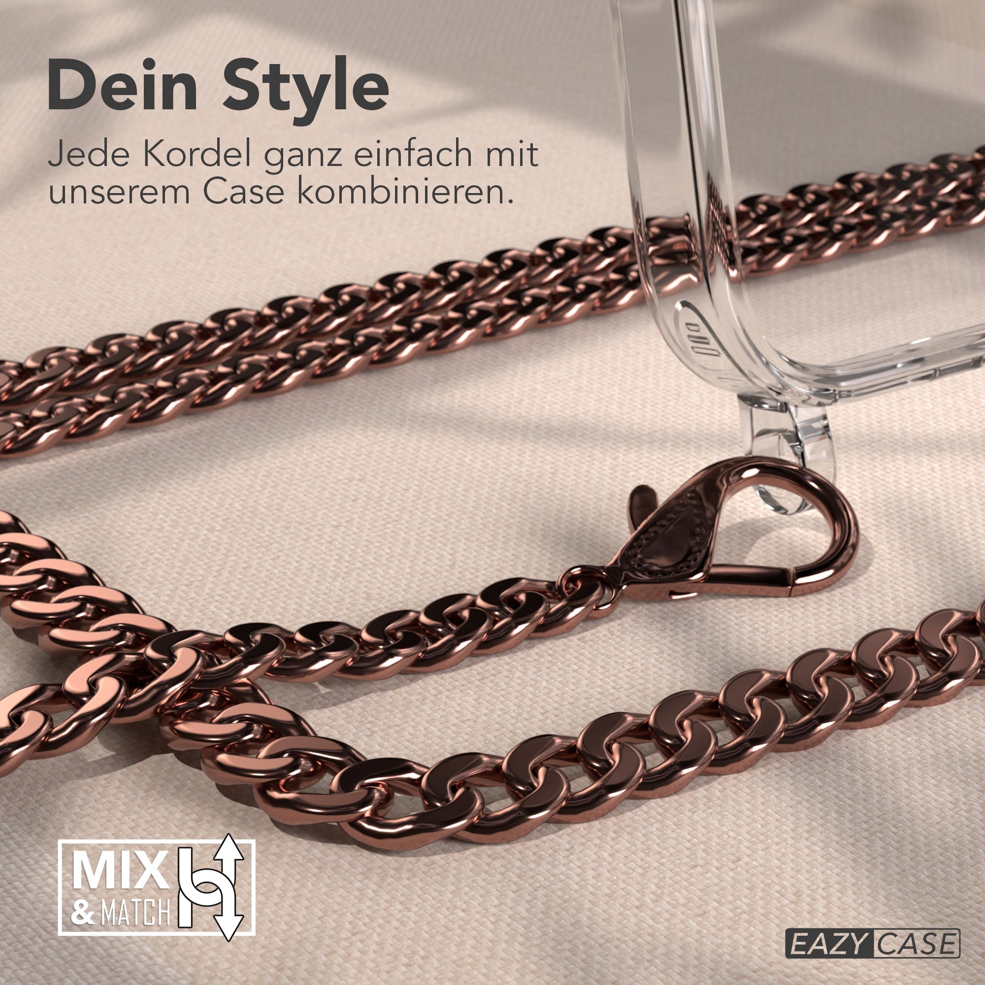 iPhone 17 Pro Hülle mit Metallkette + Schwarze Kordel mit MagSafe