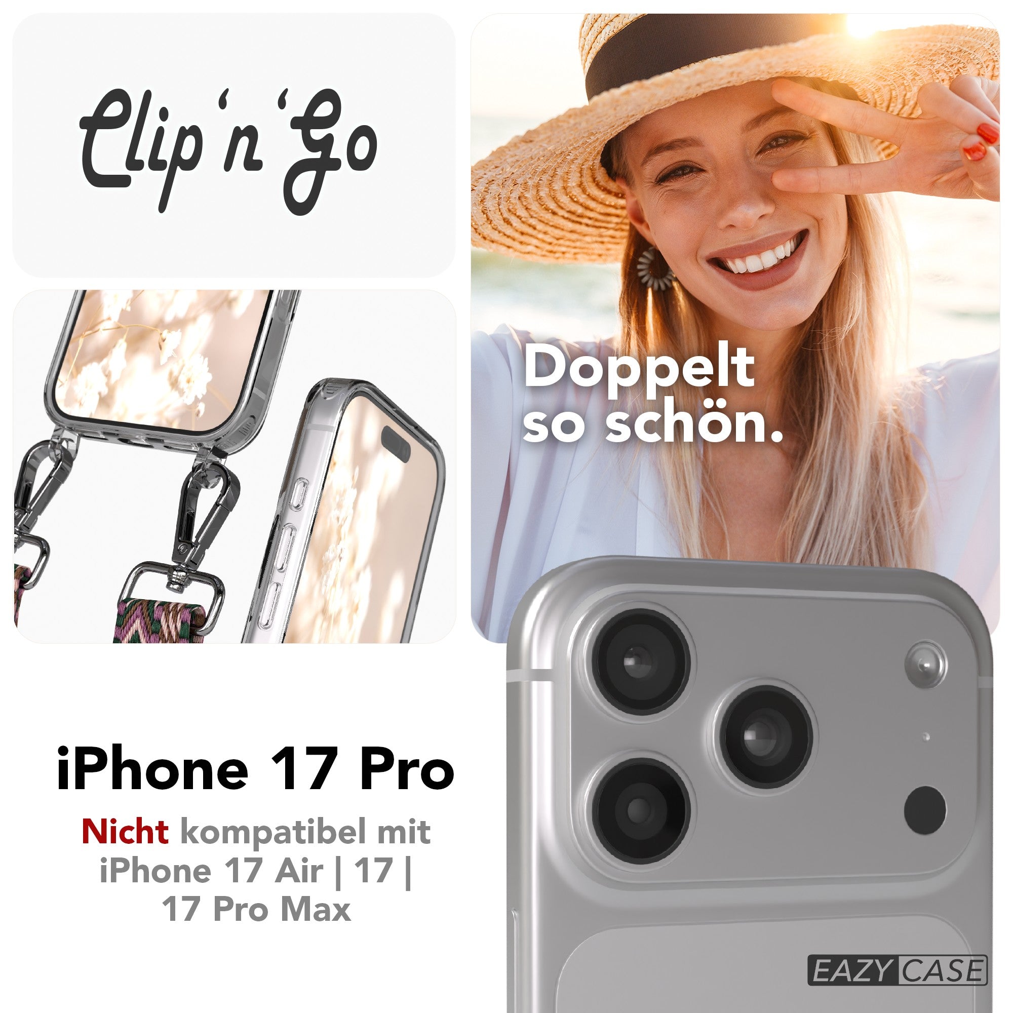 iPhone 17 Pro MagSafe Handykette mit verstellbarem Boho Band EAZY CASE 