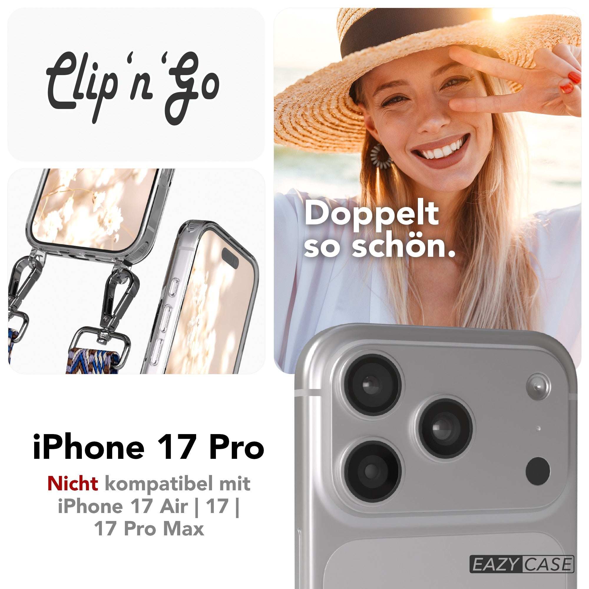 iPhone 17 Pro MagSafe Handykette mit verstellbarem Boho Band EAZY CASE 