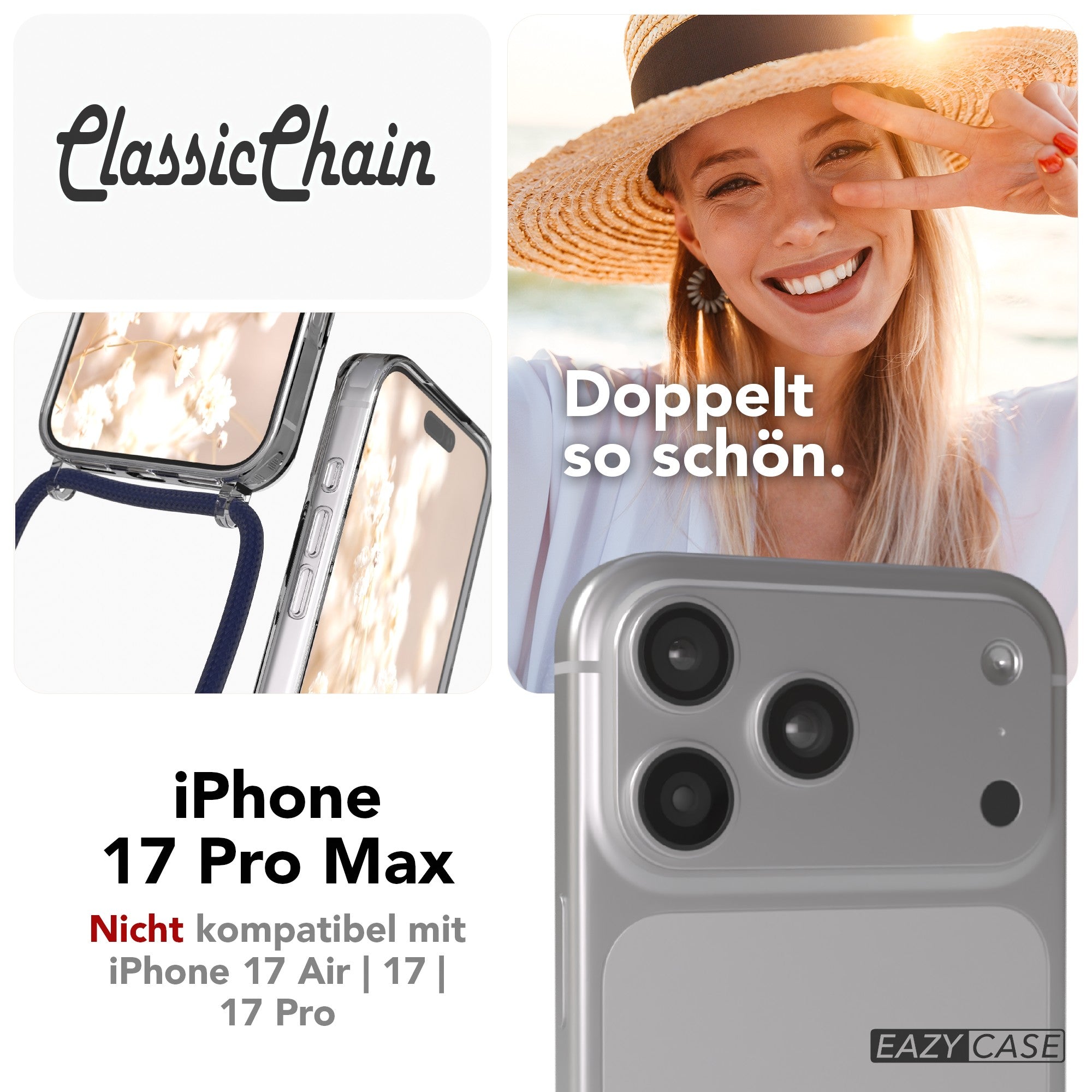 iPhone 17 Pro Max transparente Hülle + Kordel