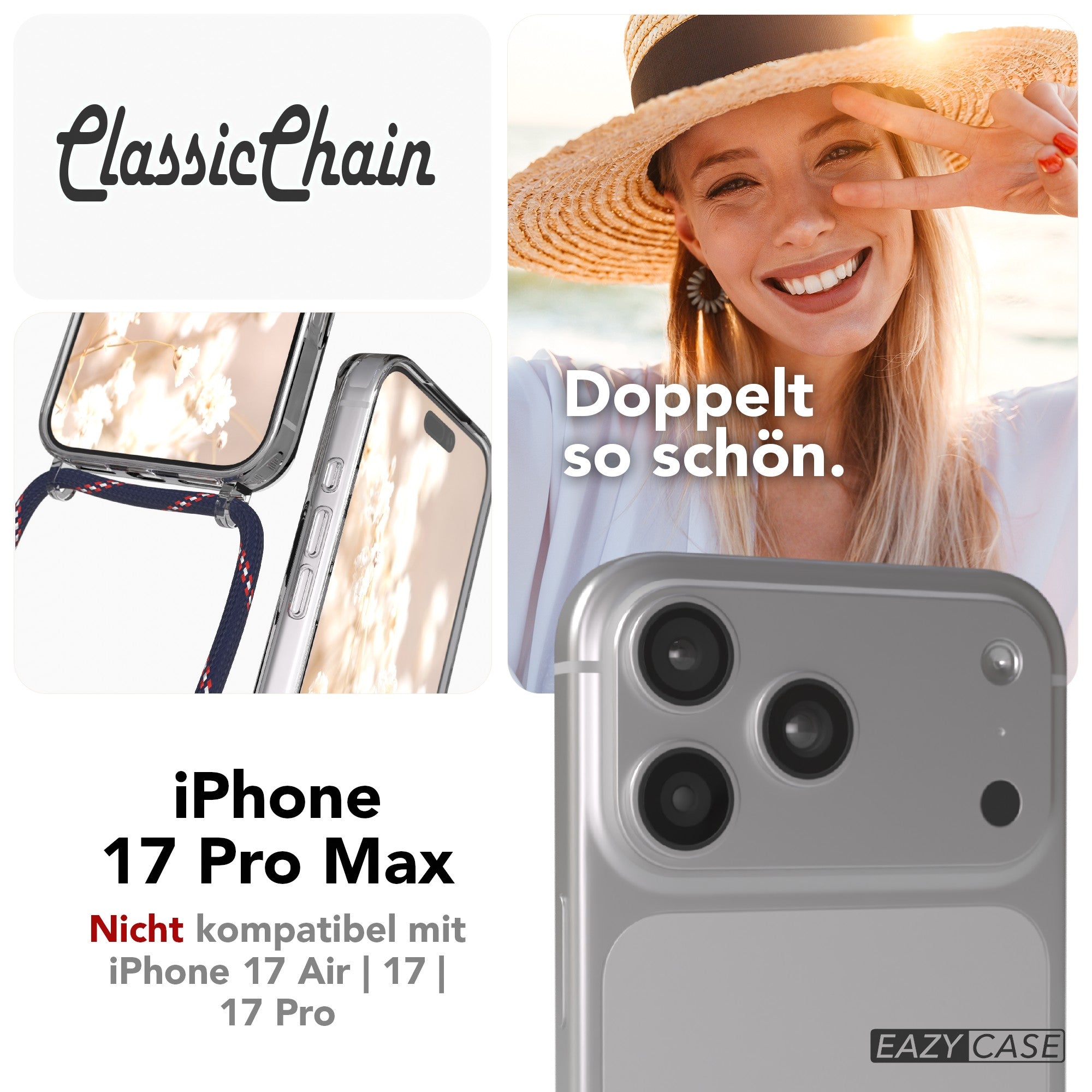 iPhone 17 Pro Max transparente Hülle + Kordel