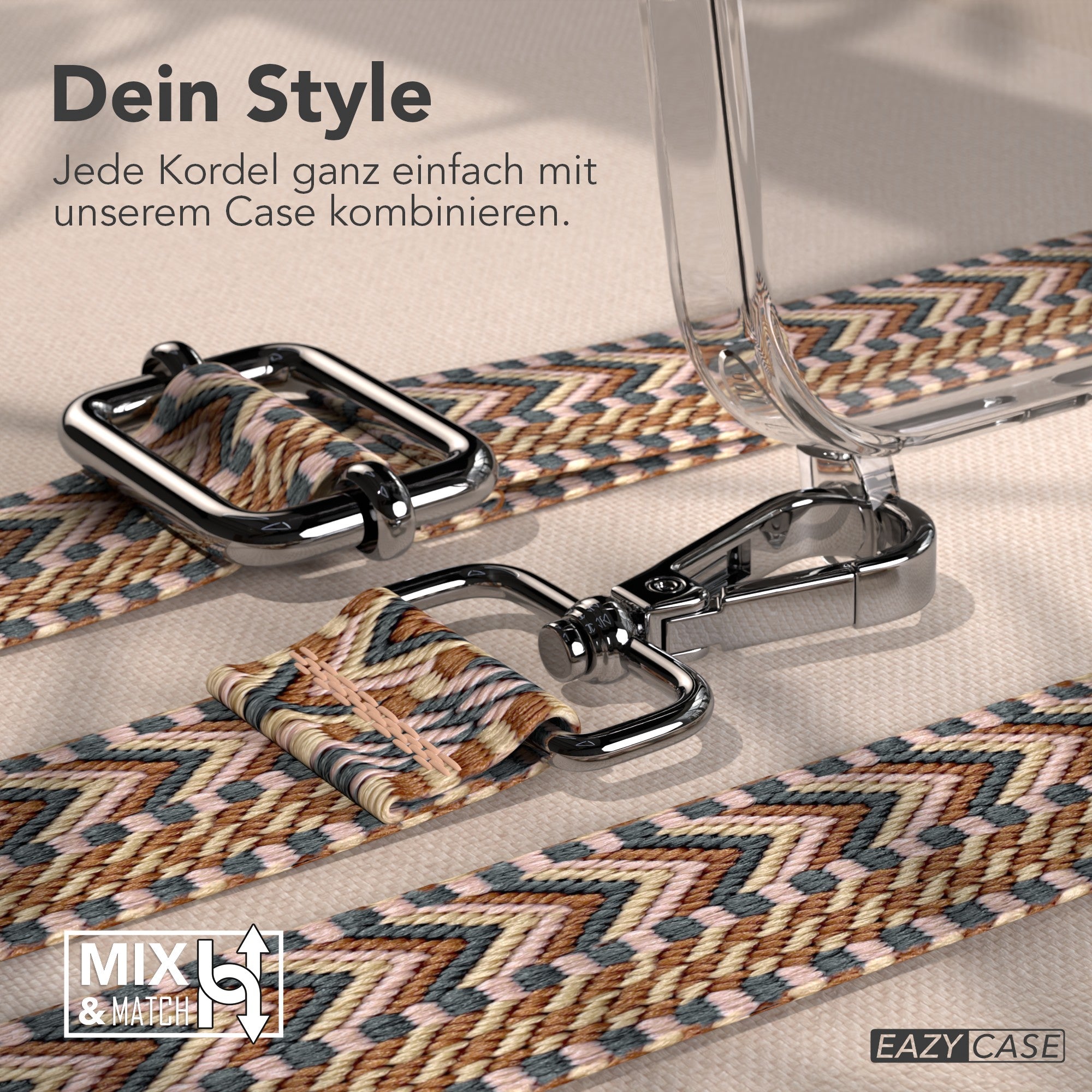 iPhone 17 Pro Max Handykette mit verstellbarem Boho Trageriemen von EAZY CASE 