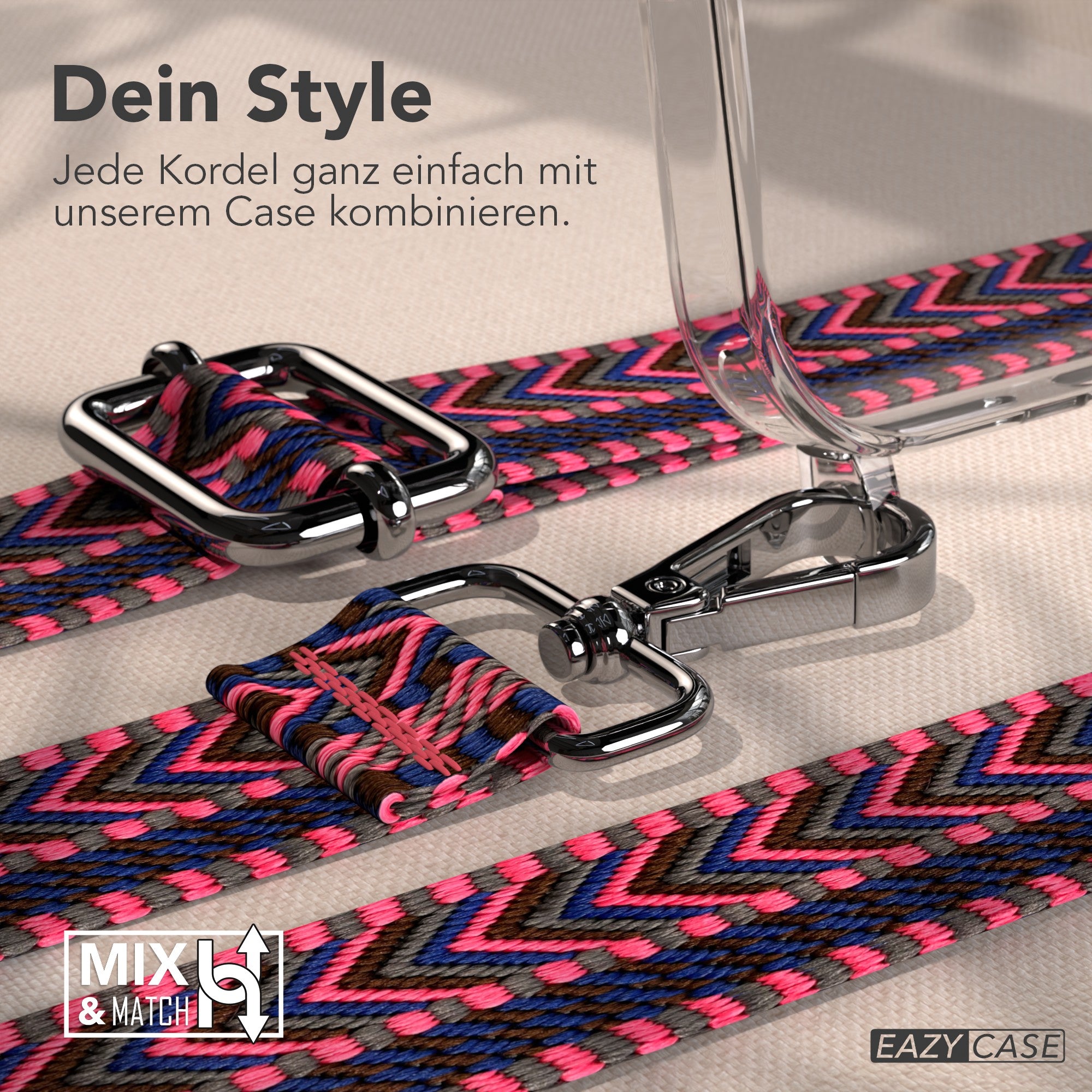 iPhone 17 Pro Max Handykette mit verstellbarem Boho Trageriemen von EAZY CASE 