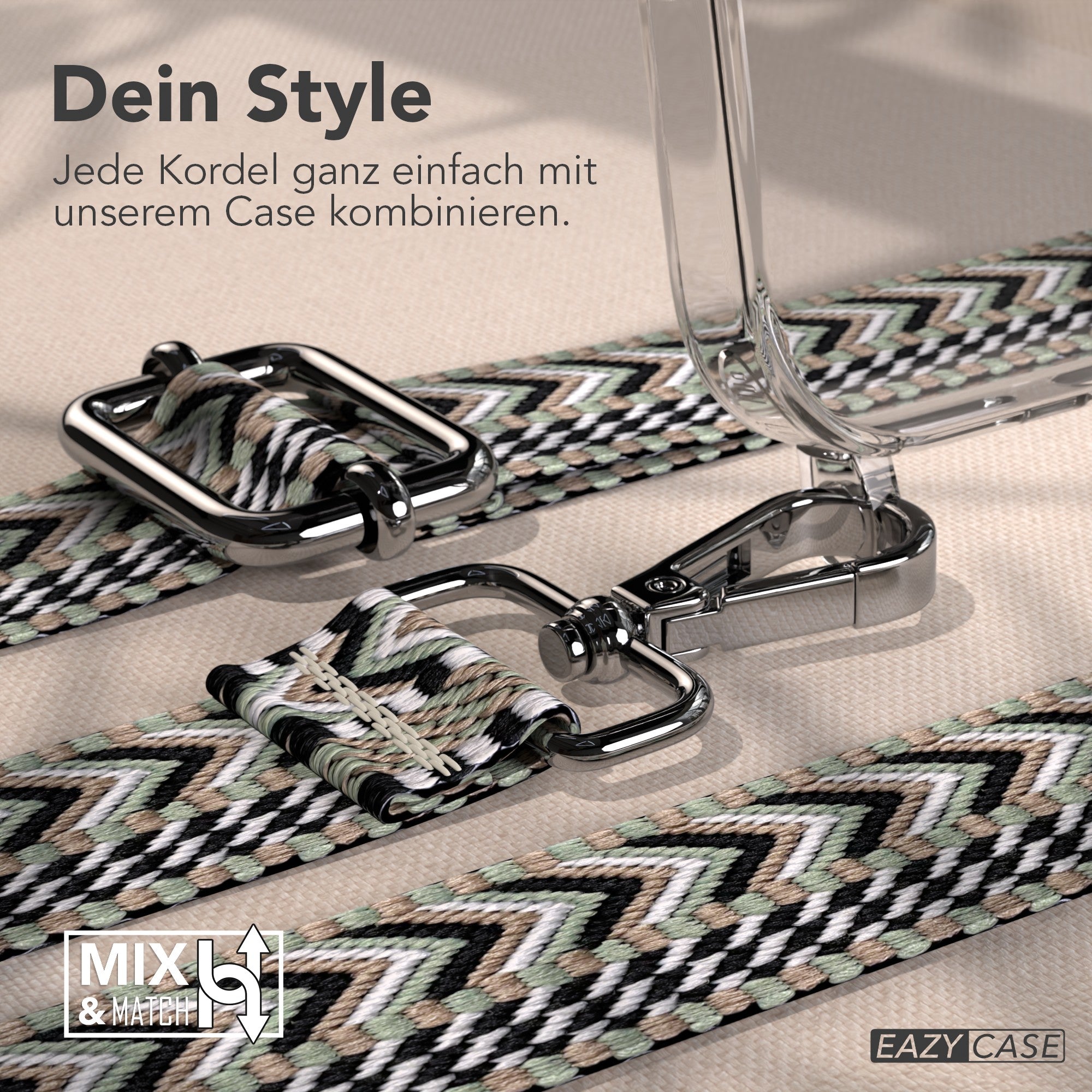 iPhone 17 Pro Max Handykette mit verstellbarem Boho Trageriemen von EAZY CASE 