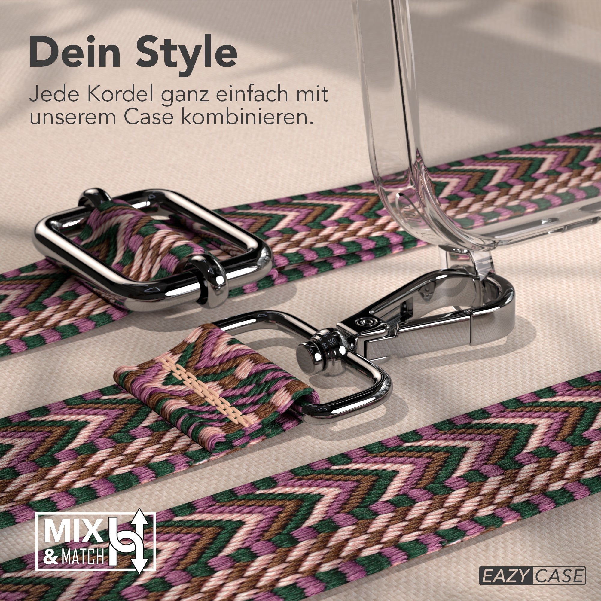 iPhone 17 Pro Max Handykette mit verstellbarem Boho Trageriemen von EAZY CASE 