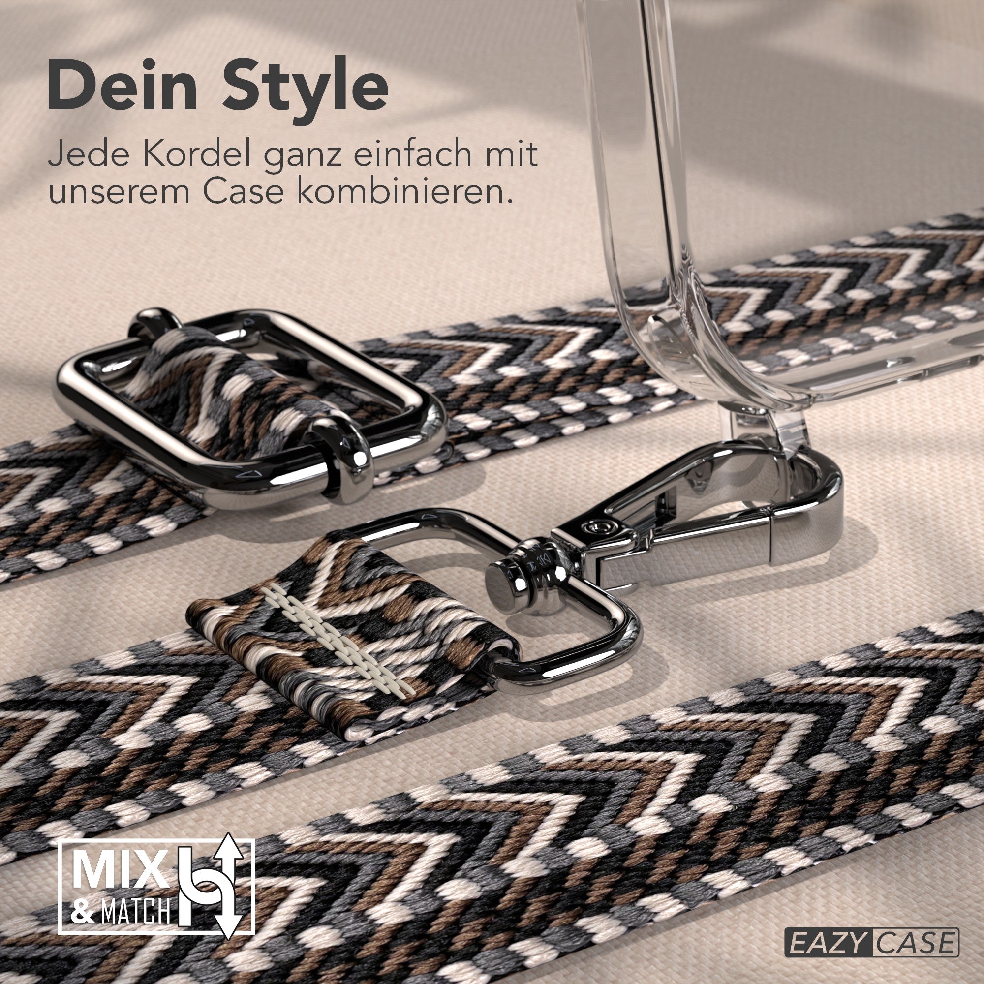 iPhone 17 Pro Max Handykette mit verstellbarem Boho Trageriemen von EAZY CASE 