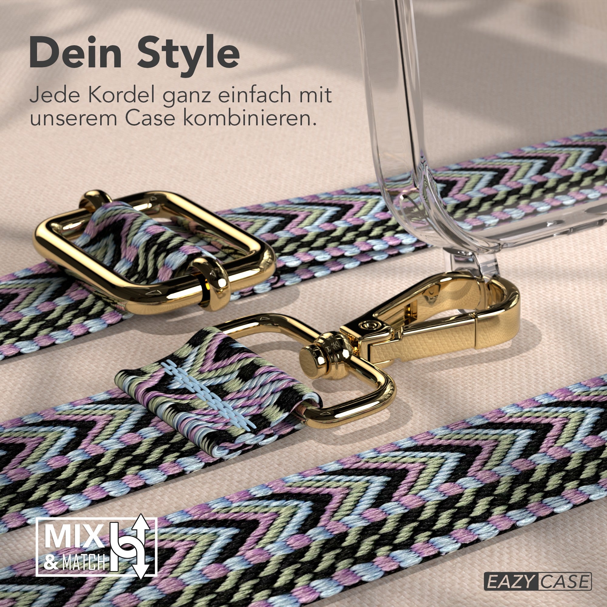 iPhone 17 Pro Max Handykette mit verstellbarem Boho Trageriemen von EAZY CASE 