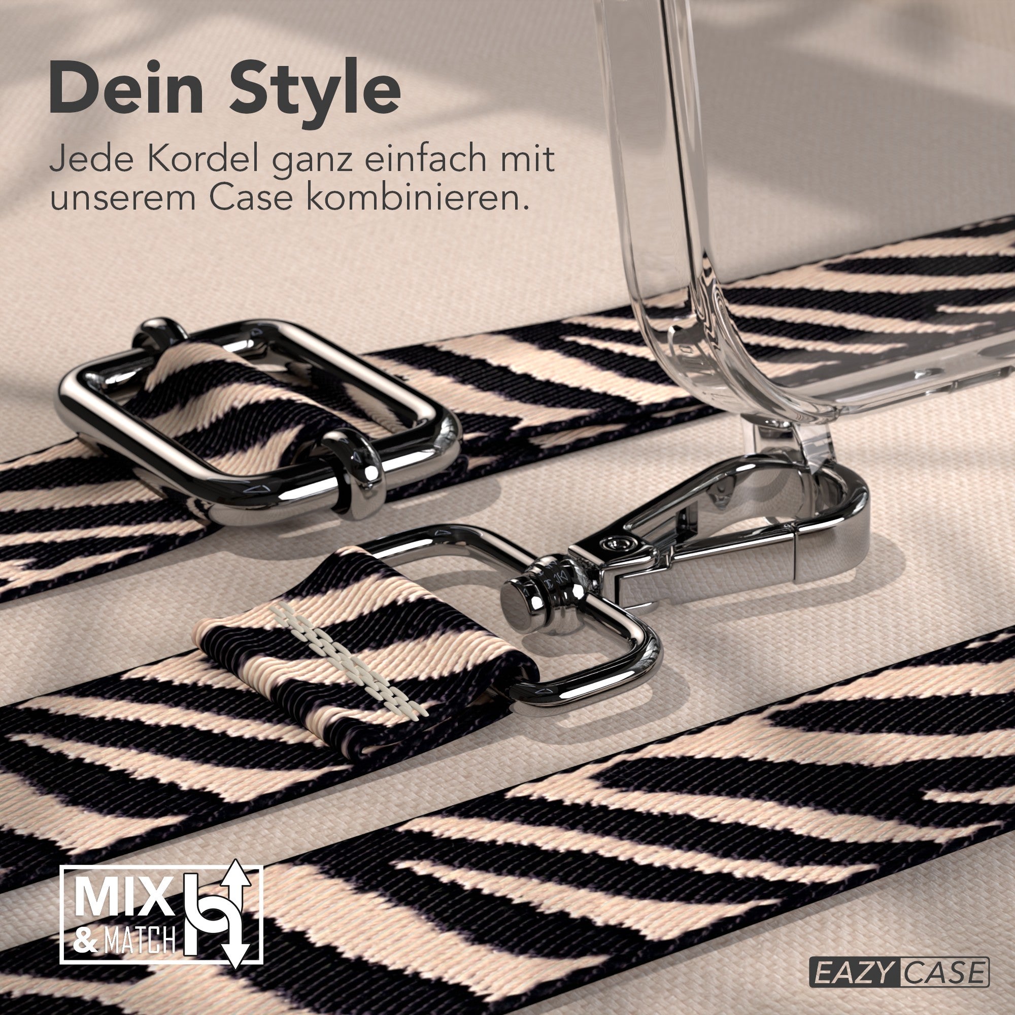 iPhone 17 Pro Max Handykette mit verstellbarem Boho Trageriemen von EAZY CASE 