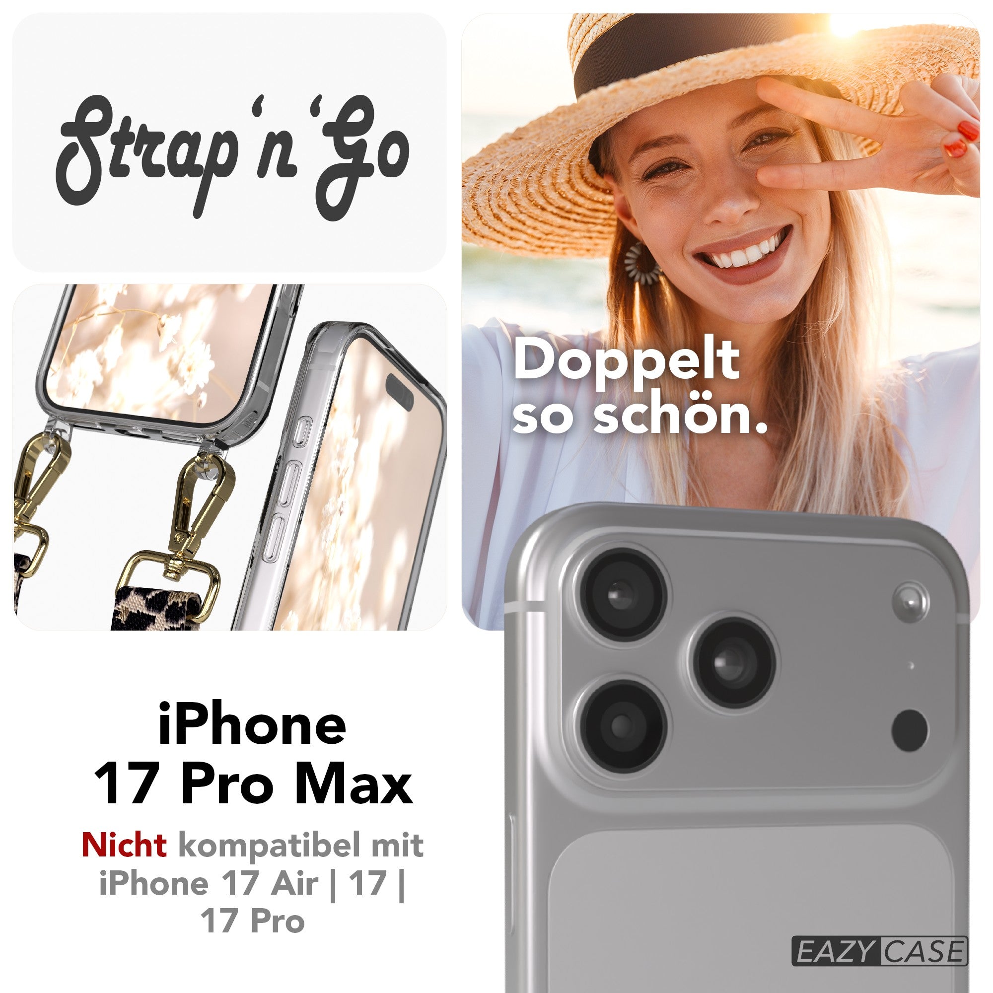 iPhone 17 Pro Max Handykette mit verstellbarem Boho Trageriemen von EAZY CASE 