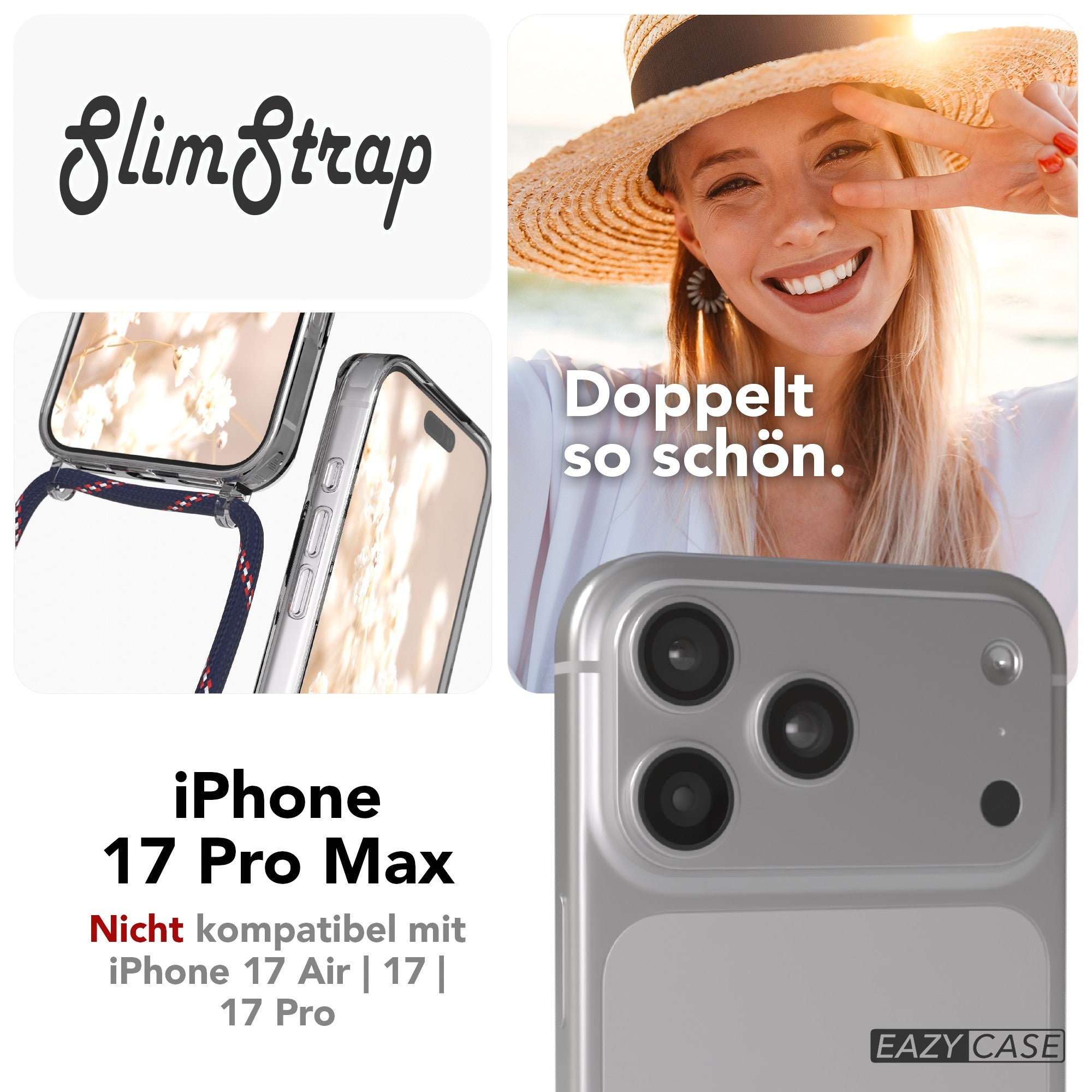 iPhone 17 Pro Max transparente Hülle + Kordel mit MagSafe