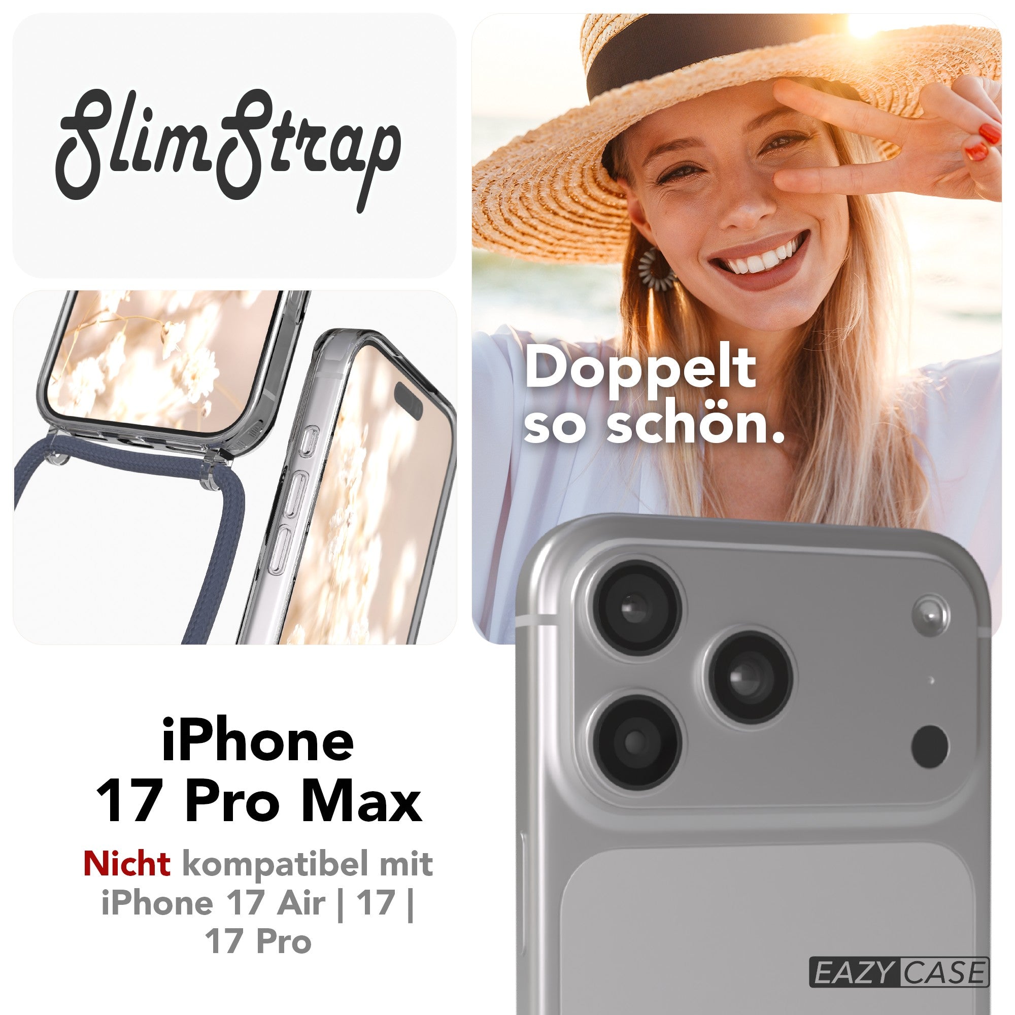 iPhone 17 Pro Max transparente Hülle + Kordel mit MagSafe