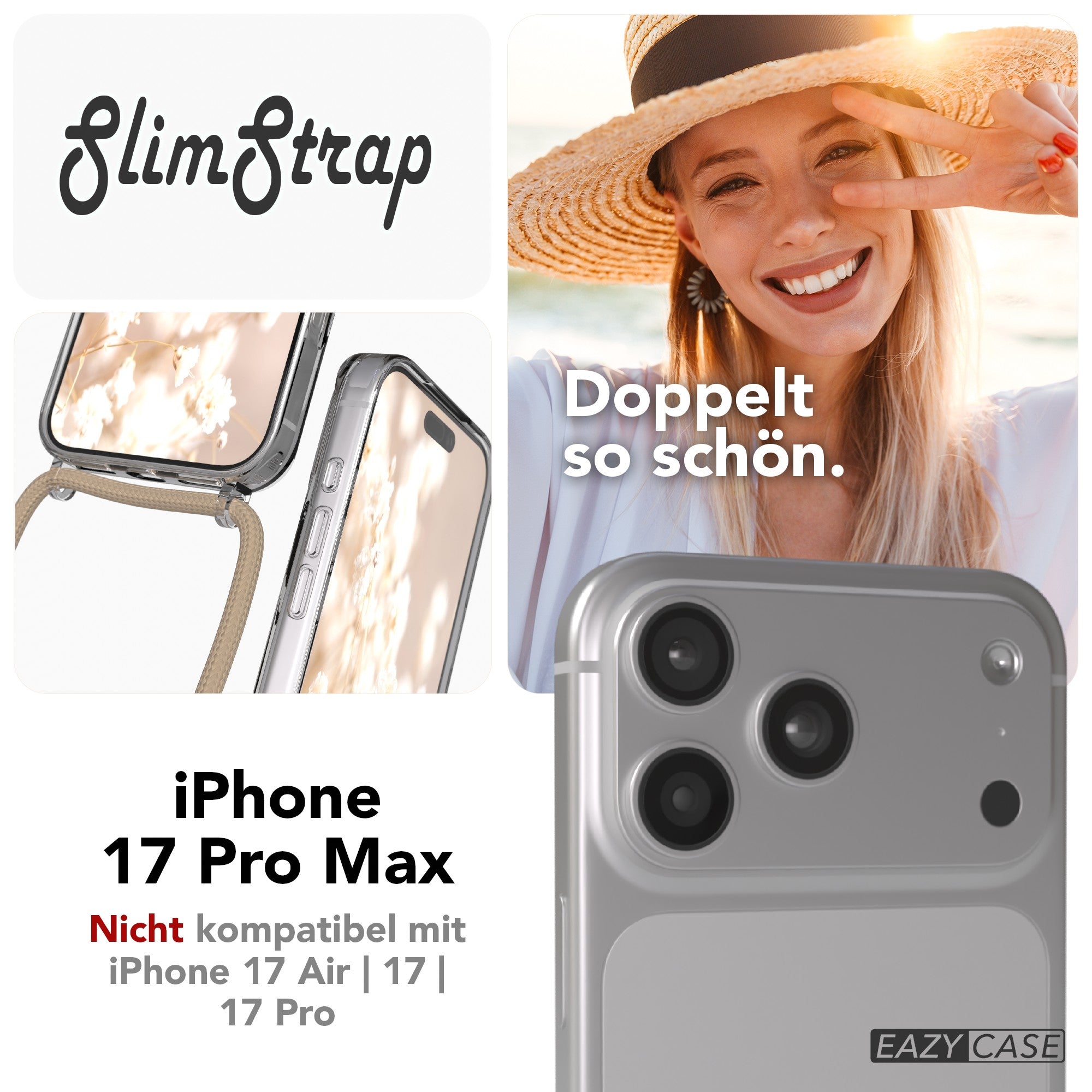 iPhone 17 Pro Max transparente Hülle + Kordel mit MagSafe