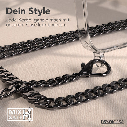 iPhone 17 Pro Max Hülle mit Metallkette + Schwarze Kordel mit MagSafe