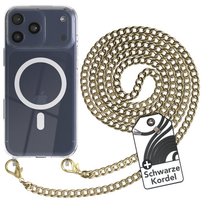 iPhone 17 Pro Max Hülle mit Metallkette + Schwarze Kordel mit MagSafe