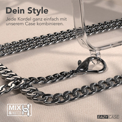 iPhone 17 Pro Max Hülle mit Metallkette + Schwarze Kordel mit MagSafe