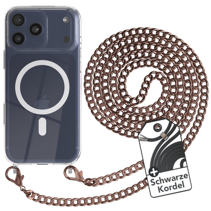 iPhone 17 Pro Max Hülle mit Metallkette + Schwarze Kordel mit MagSafe