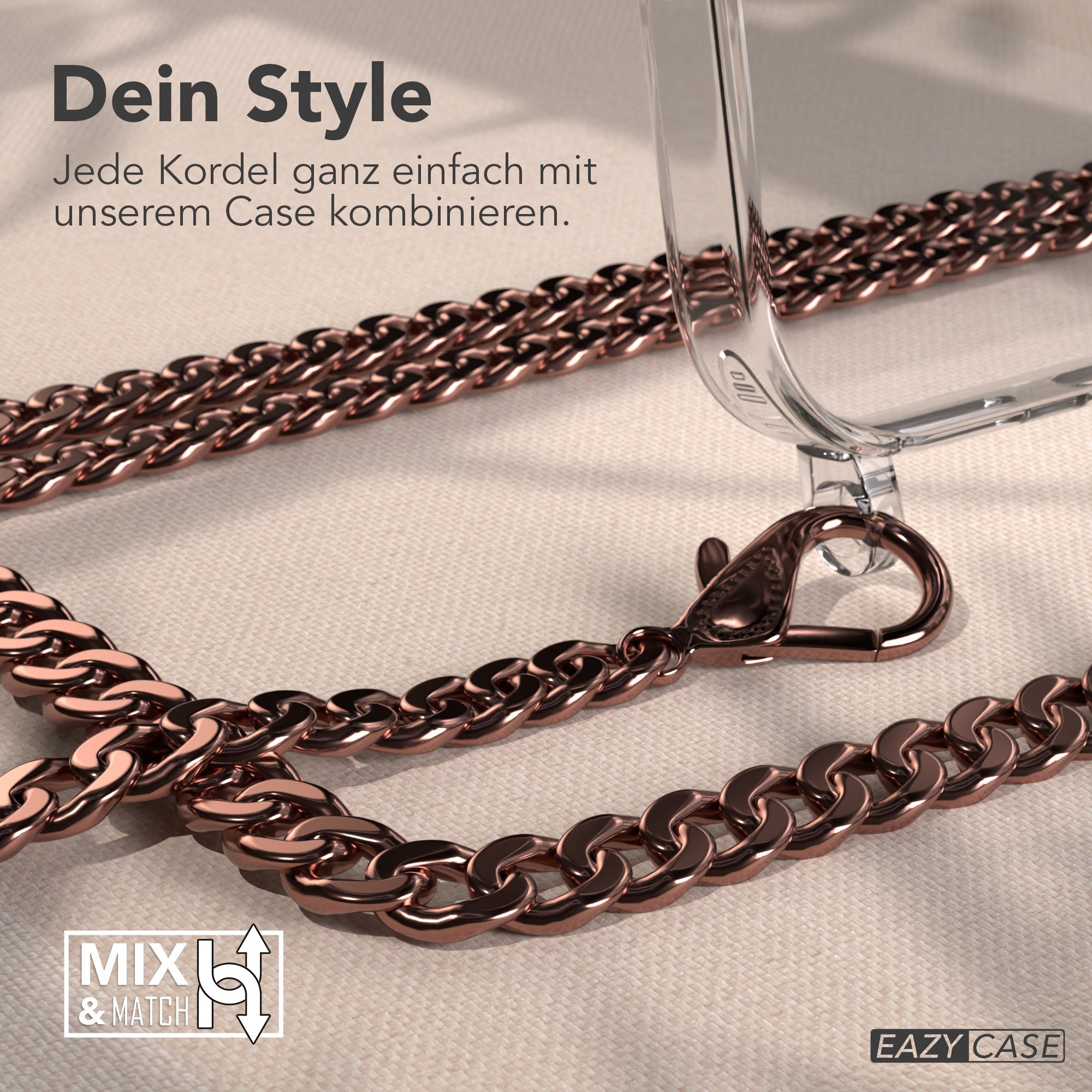 iPhone 17 Pro Max Hülle mit Metallkette + Schwarze Kordel mit MagSafe