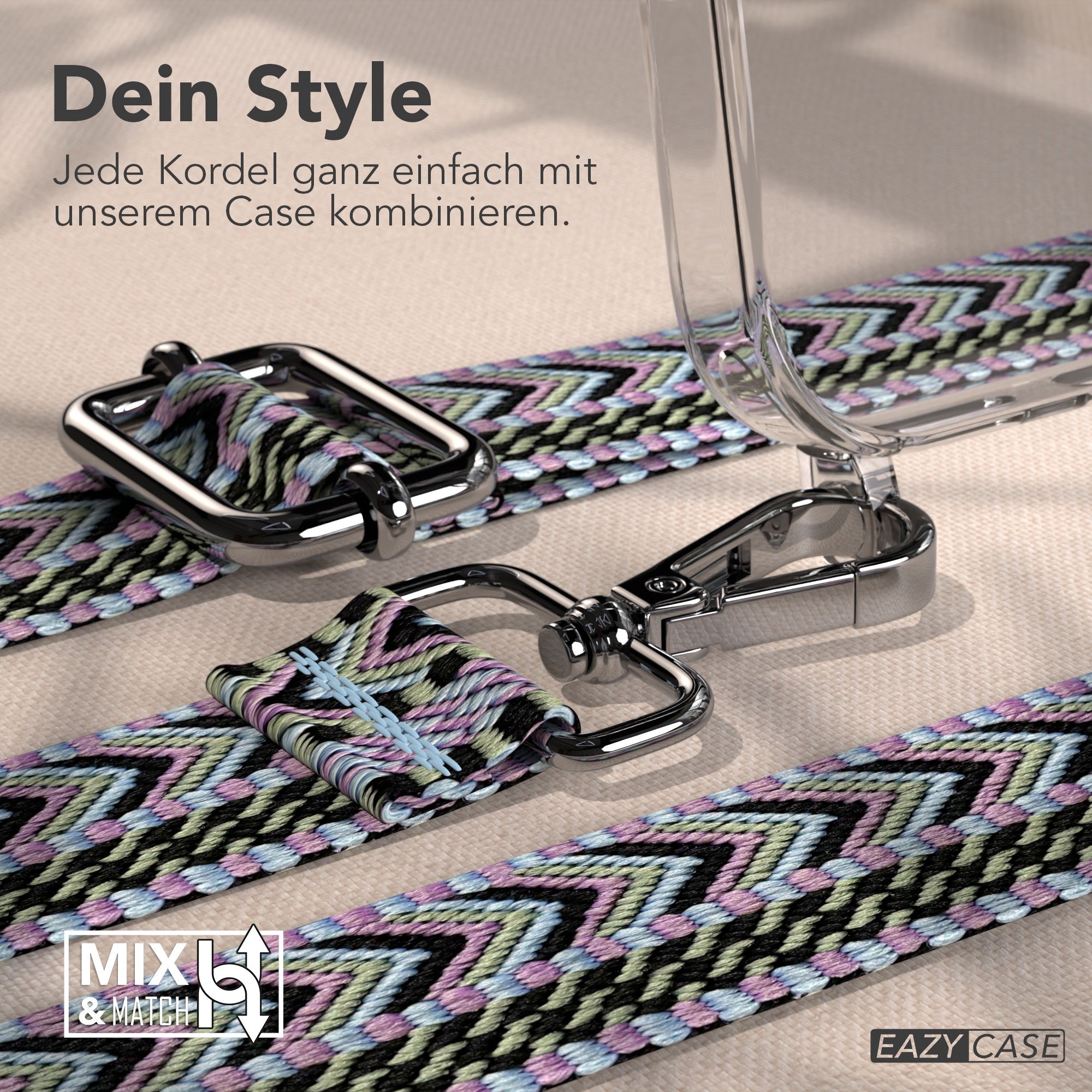 iPhone 17 Pro Max MagSafe Hülle mit verstellbarer Boho Handykette 