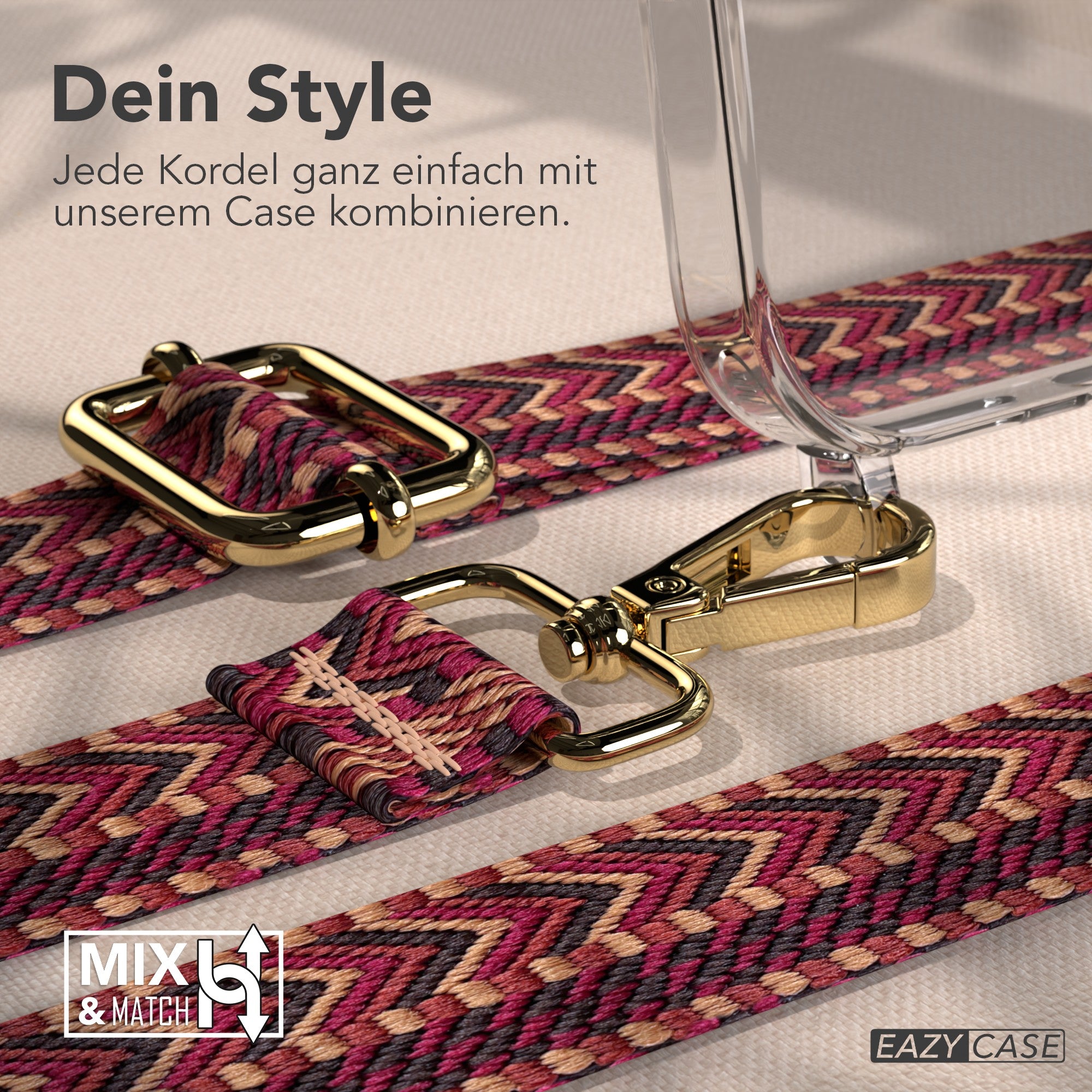 iPhone 17 Pro Max MagSafe Hülle mit verstellbarer Boho Handykette 