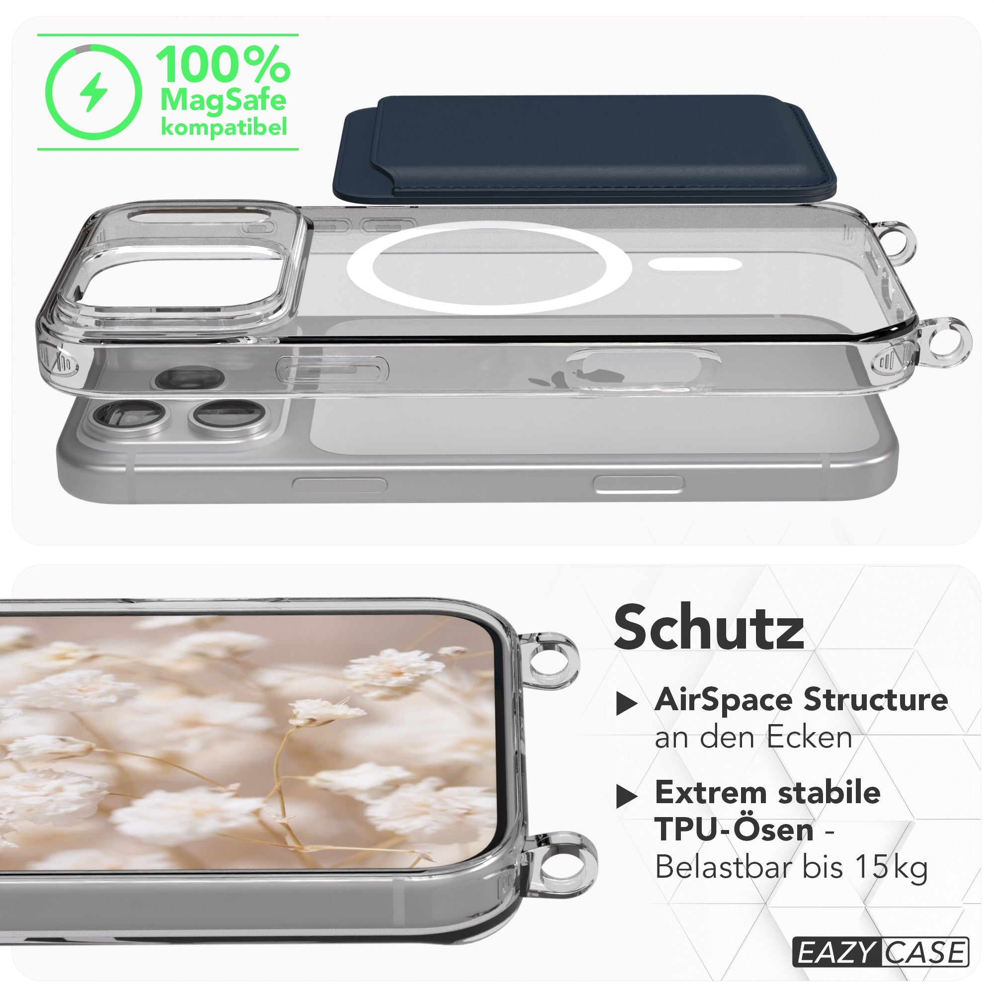 iPhone 17 Pro Max MagSafe Hülle mit verstellbarer Boho Handykette 