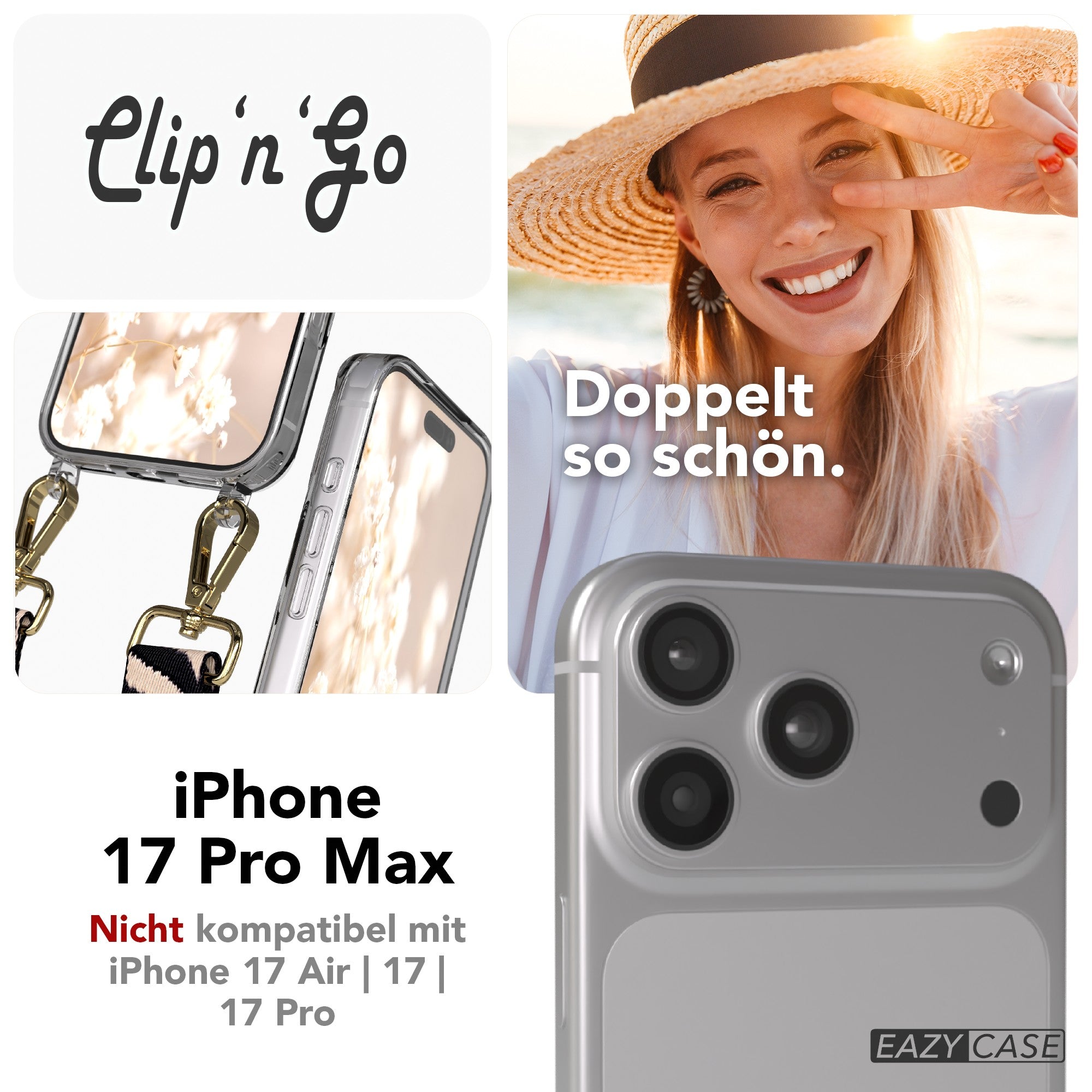 iPhone 17 Pro Max MagSafe Hülle mit verstellbarer Boho Handykette 