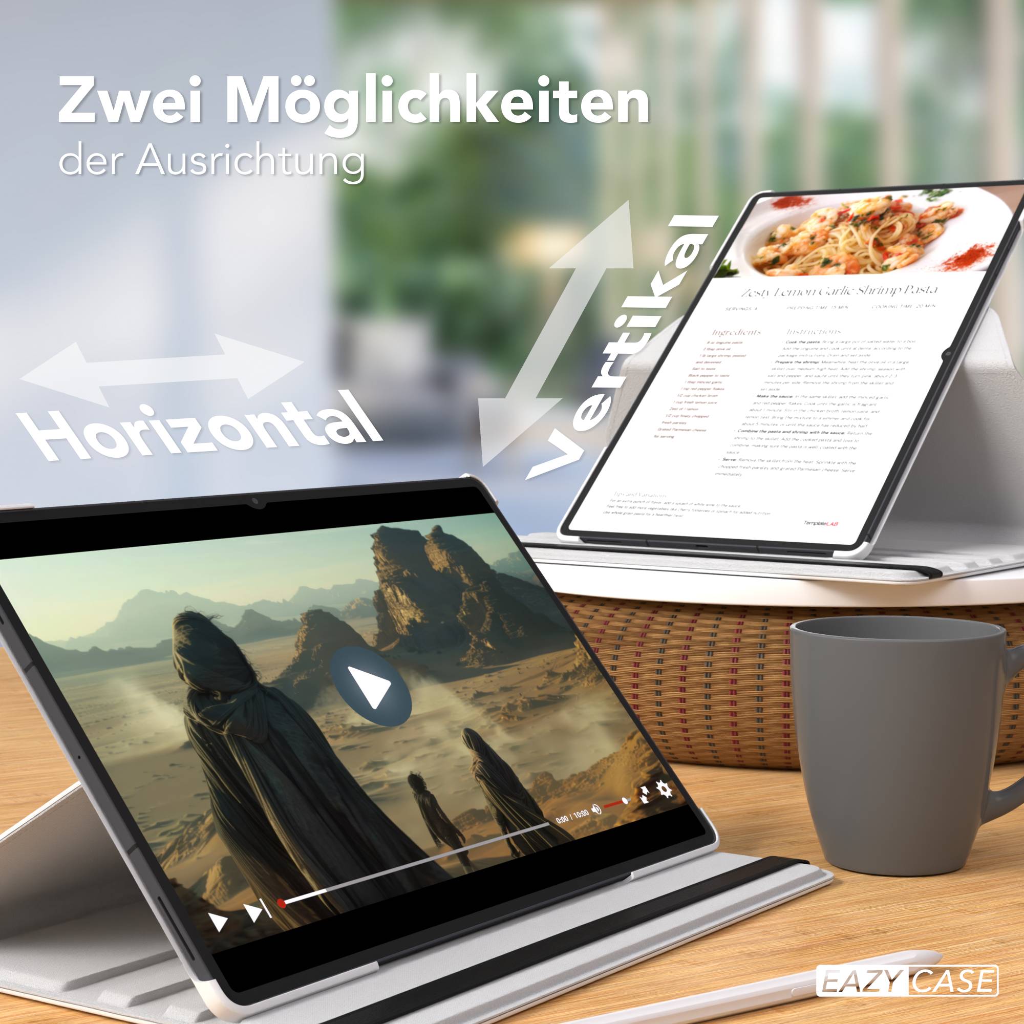 Samsung Galaxy Tab S11 Ultra drehbare Tablethülle 360 Grad Rotation Ständerfunktion 