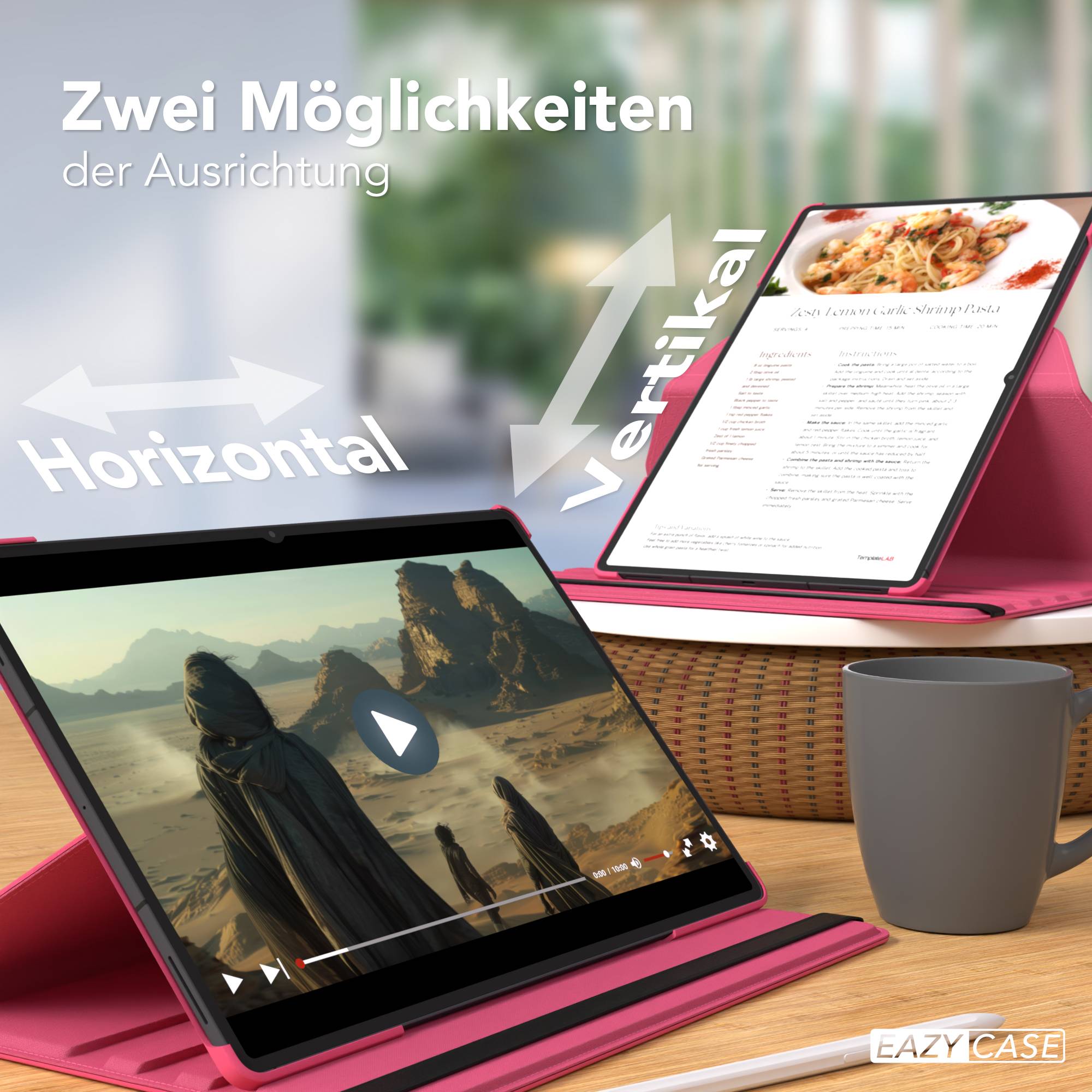 Samsung Galaxy Tab S11 Ultra drehbare Tablethülle 360 Grad Rotation Ständerfunktion 