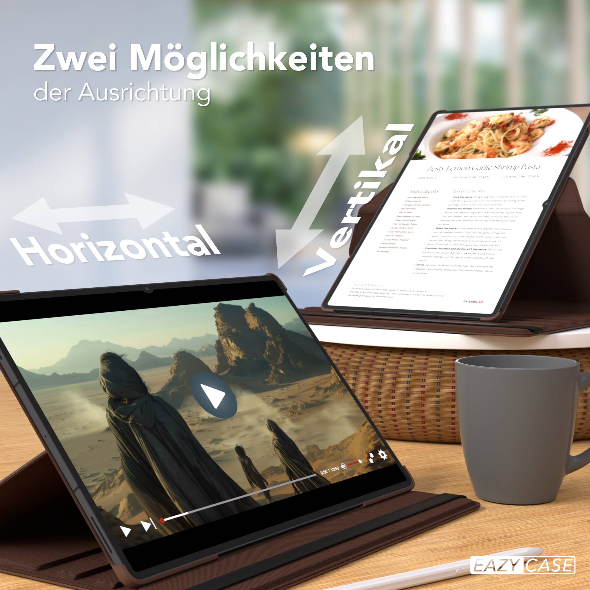 Samsung Galaxy Tab S11 Ultra drehbare Tablethülle 360 Grad Rotation Ständerfunktion 