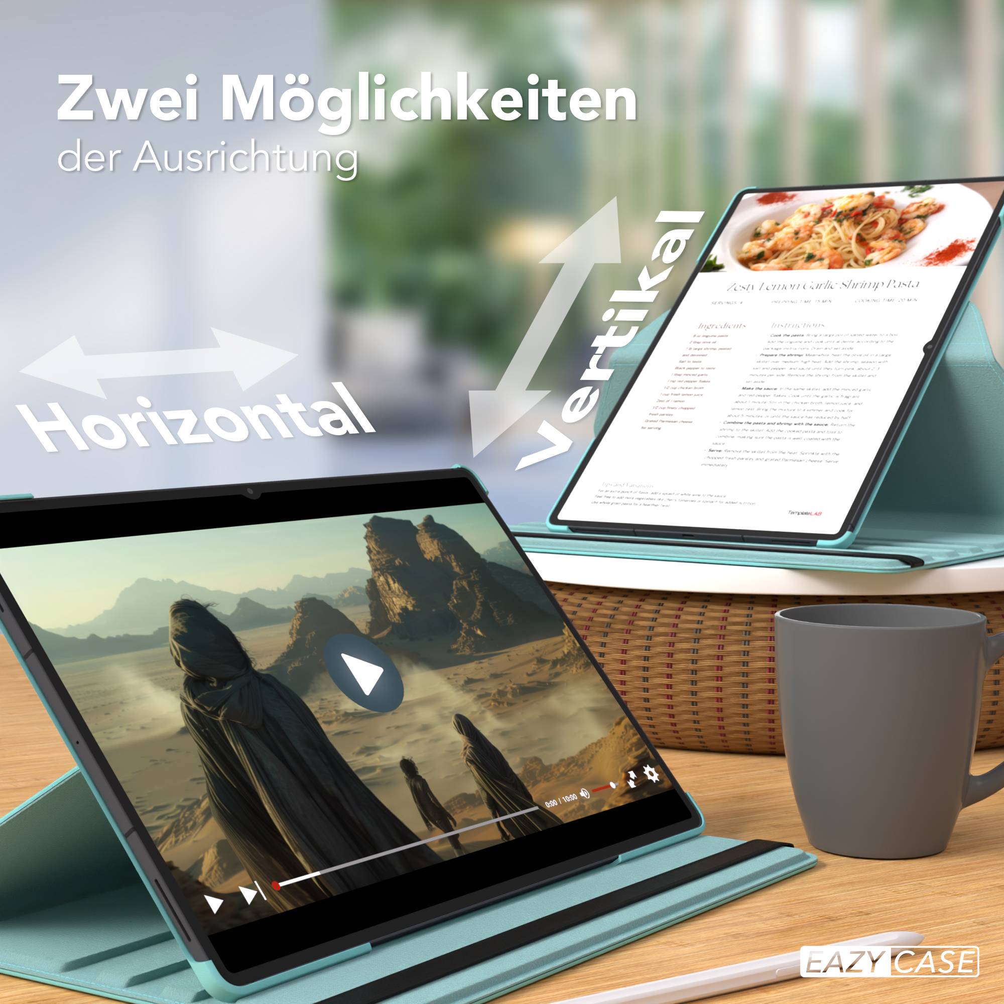 Samsung Galaxy Tab S11 Ultra drehbare Tablethülle 360 Grad Rotation Ständerfunktion 