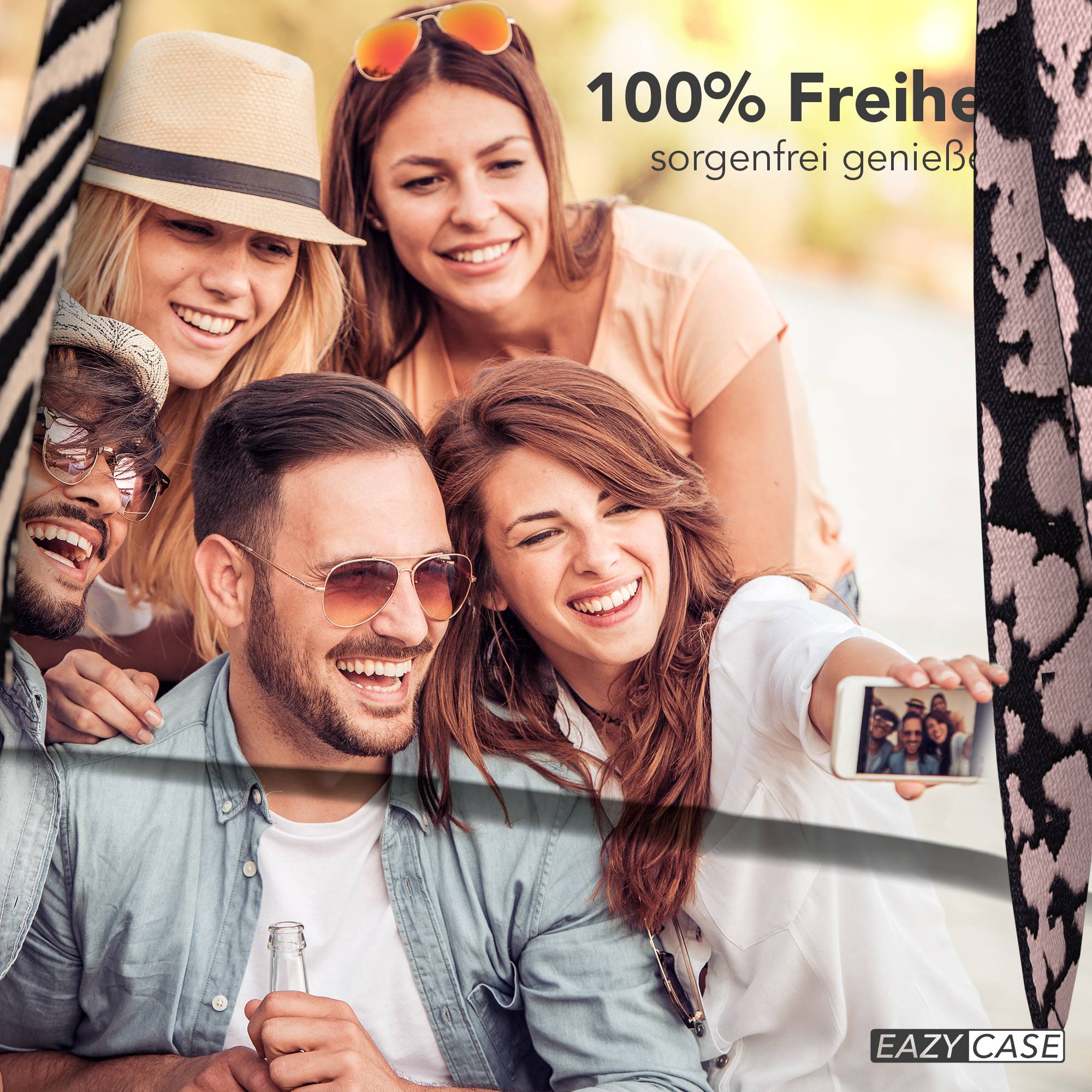 Samsung Galaxy S25 Edge Handykette mit verstellbarem Boho Trageriemen #farbe_rosa-camouflage-metallfarbe-gold