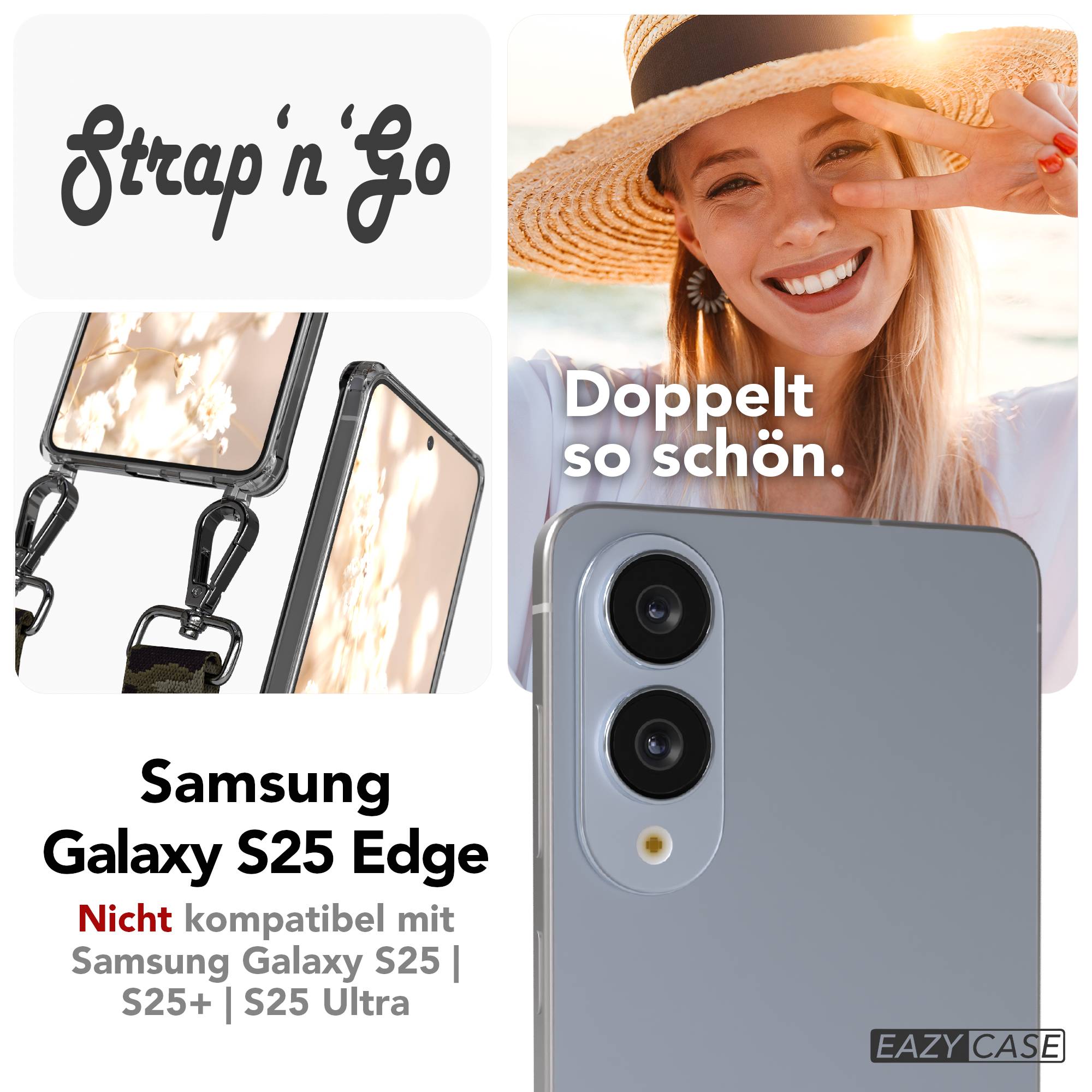 Samsung Galaxy S25 Edge Handykette mit verstellbarem Boho Trageriemen 