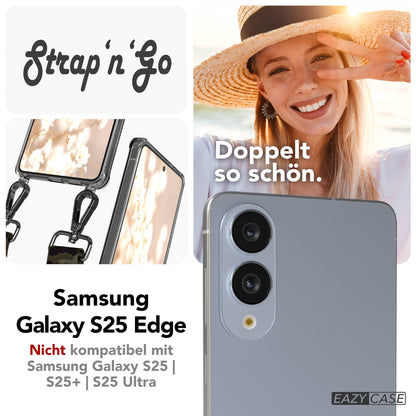 Samsung Galaxy S25 Edge Handykette mit verstellbarem Boho Trageriemen 