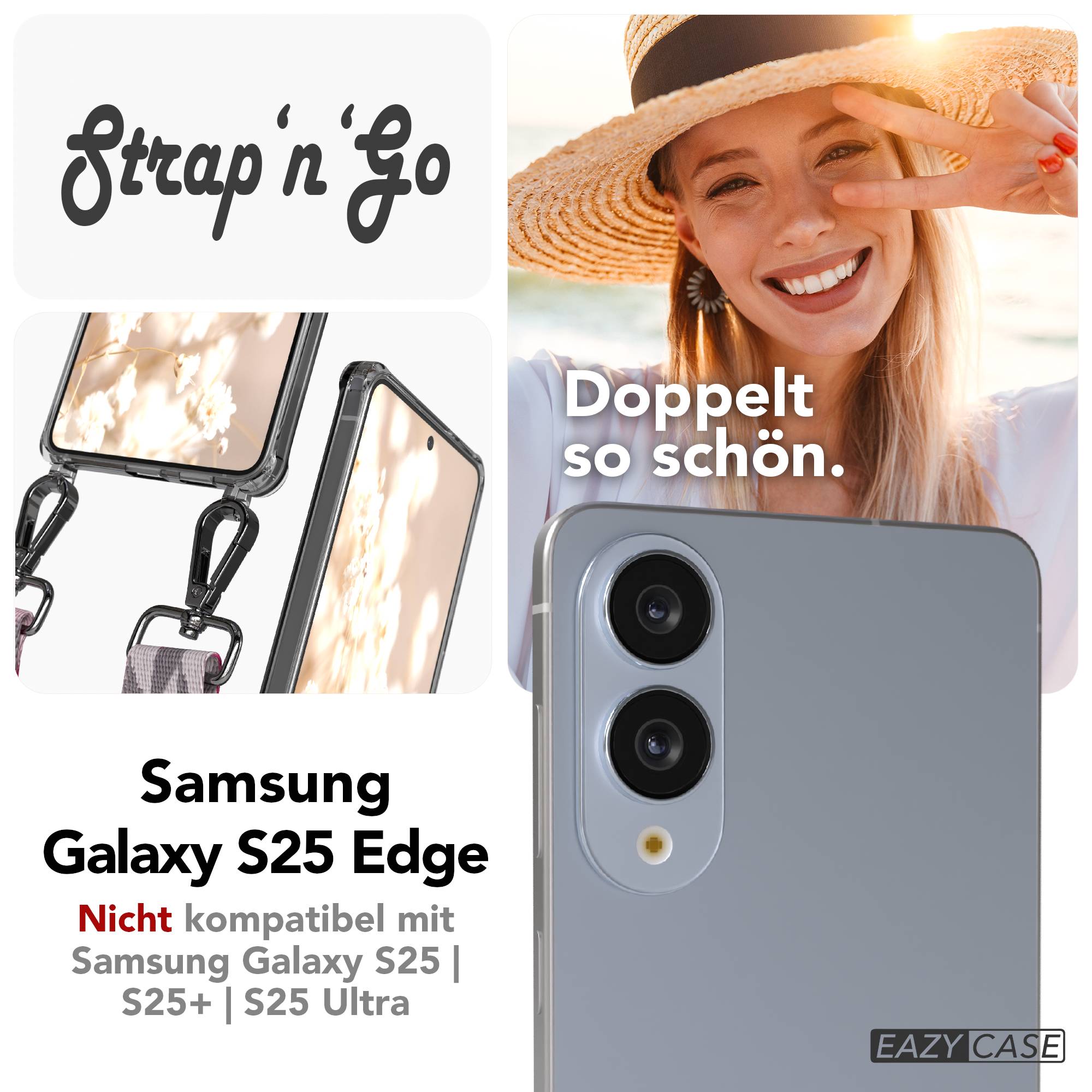 Samsung Galaxy S25 Edge Handykette mit verstellbarem Boho Trageriemen 