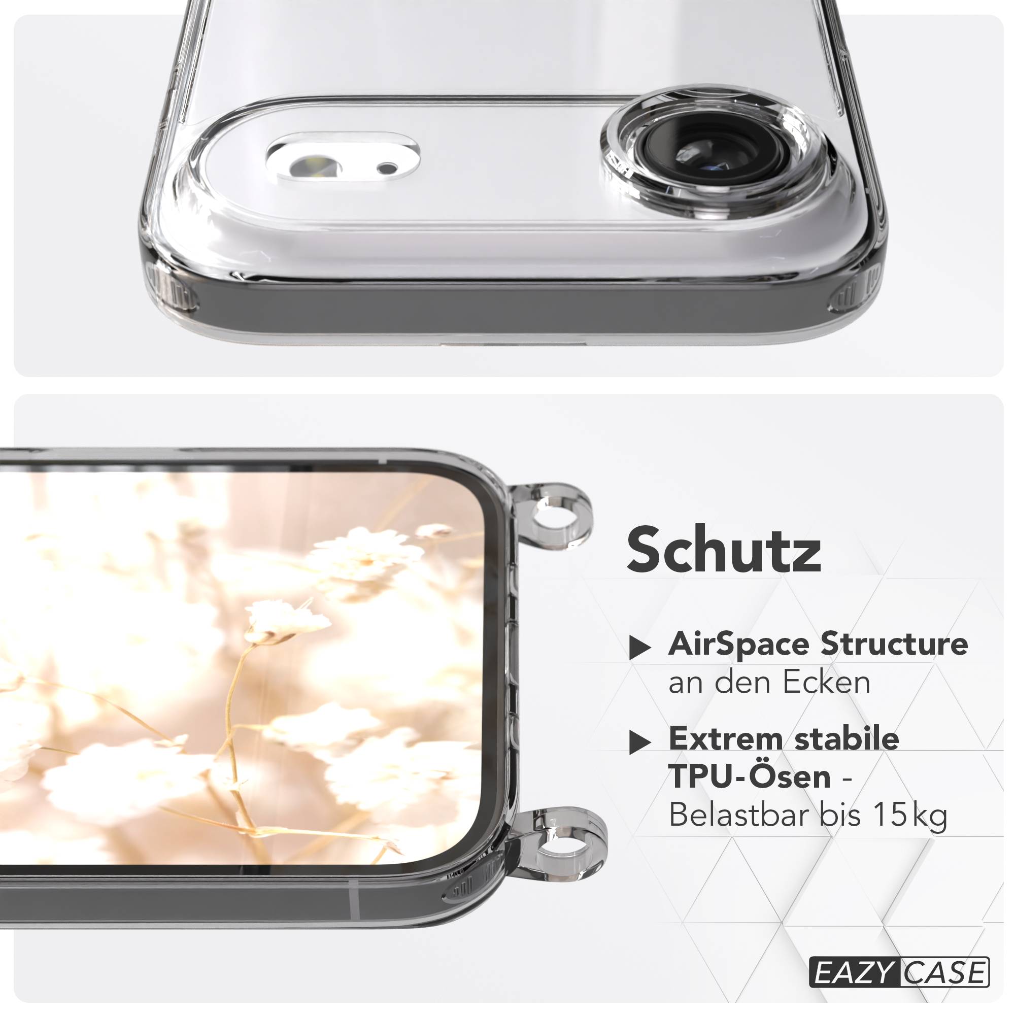 iPhone Air Handykette mit Boho Band verstellbar EAZY CASE #farbe_dunkelgrun-camouflage-metallfarbe-gold