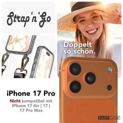iPhone 17 Pro Handykette mit Boho Band verstellbar #farbe_grau-camouflage-metallfarbe-gold
