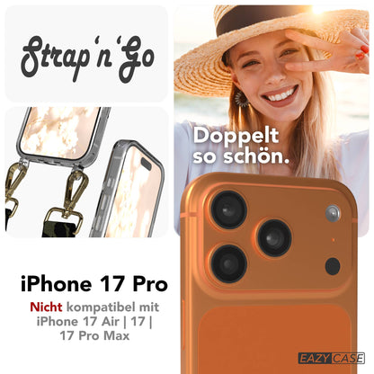 iPhone 17 Pro Handykette mit Boho Band verstellbar #farbe_dunkelgrun-camouflage-metallfarbe-gold